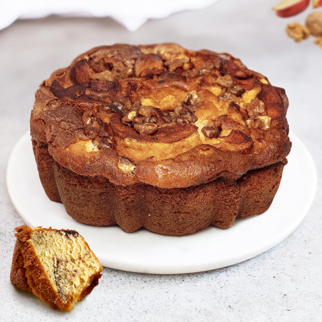 Large Traditional Apple Walnut Coffee Cake - 3.1 lbs (2 Cakes) | Homemade Style Dessert for Breakfast, Brunch & Holiday Gatherings | BOGO 50% Off
