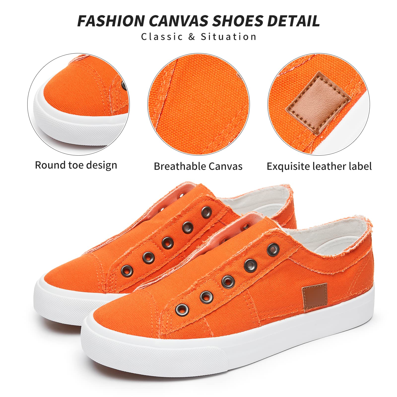 Women's Slip-On Non-Slip Canvas Sneakers - Comfortable Low Top Casual Shoes for Walking, Travel & Everyday Wear