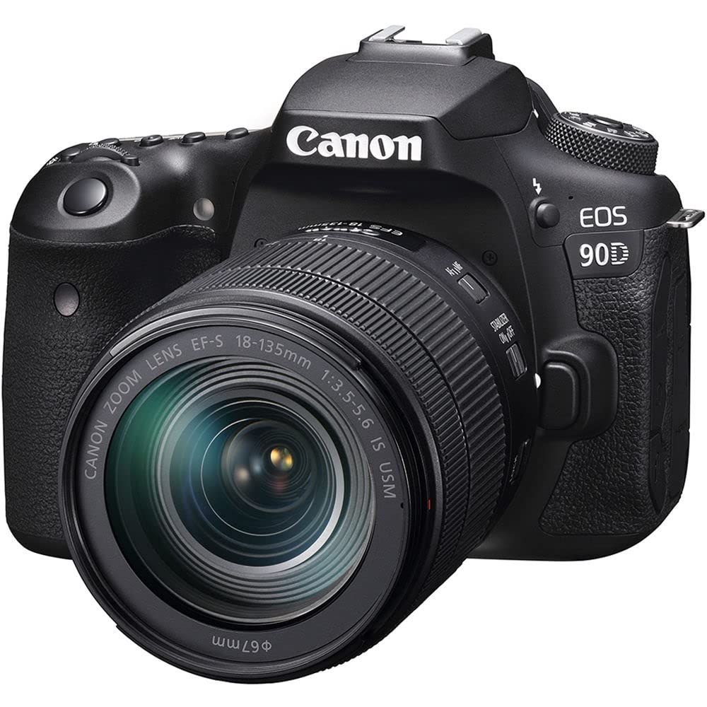 Canon EOS 90D DSLR Camera Bundle with 18-135mm Lens (Renewed) - 4K Video, Pro Audio Kit, 128GB Memory, Tripod & Corel Software - Perfect for Vlogging, Travel Photography & YouTube Content Creation