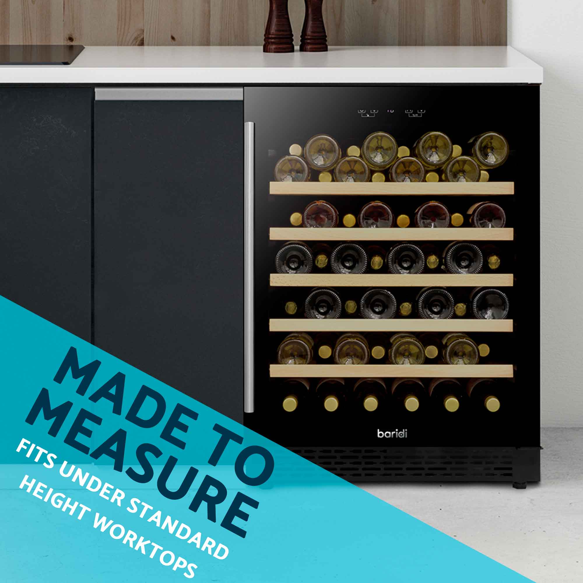54 Bottle Wine Cooler Refrigerator - Digital Touch Screen Control, Built-in & Freestanding, Energy Efficient - Perfect for Home Bars, Restaurants & Wine Cellars (Black, Model DH78)