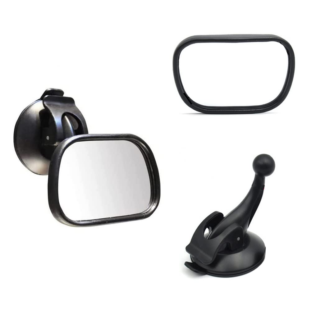360 Degree Adjustable Shatter-Proof Baby Car Mirror - Black Acrylic Rearview Mirror for Backseat Safety with Strong Suction Cup - Perfect for Parents to Monitor Infants in Rear-Facing Car Seats During Travel