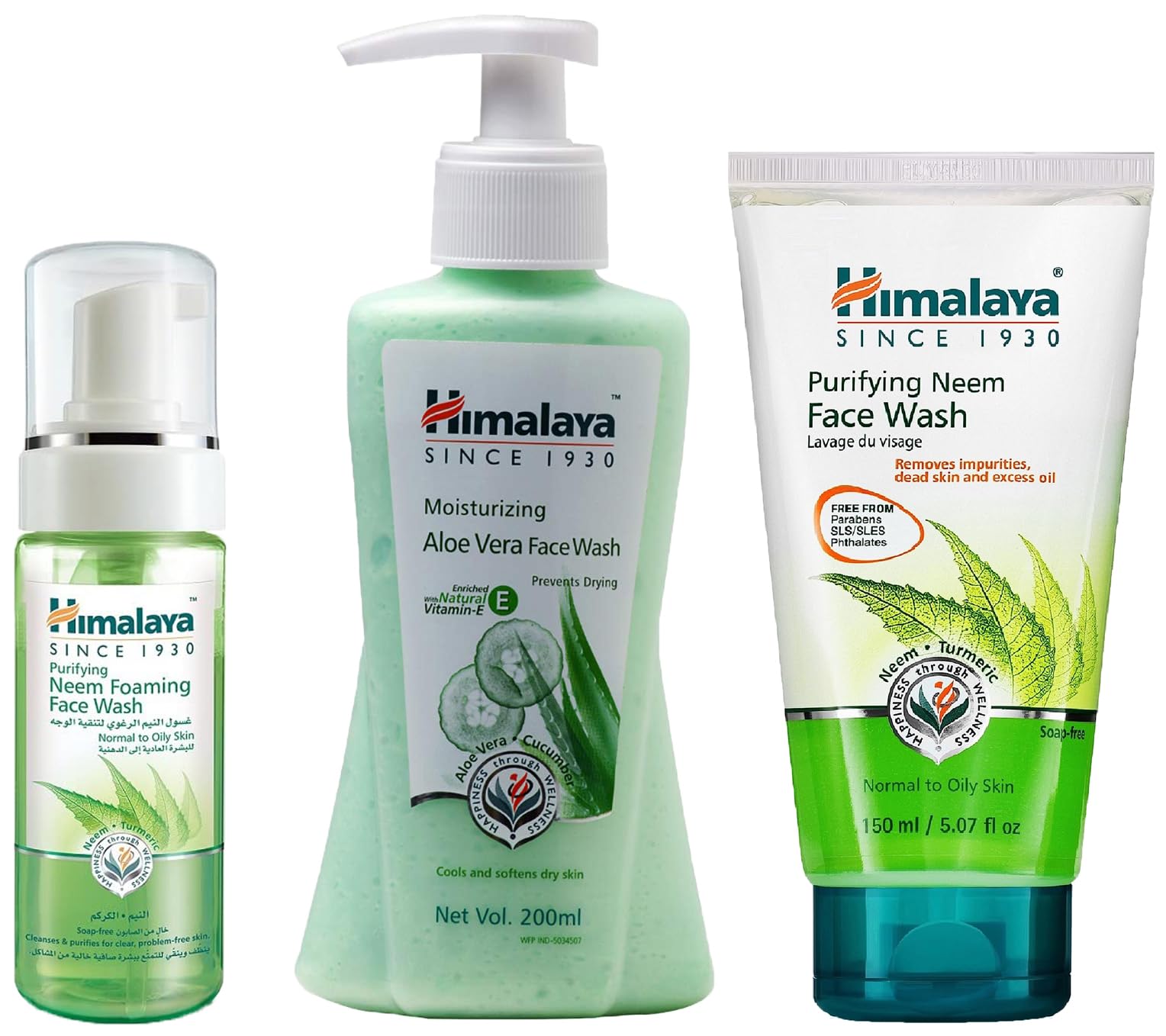 Himalaya Herbals Purifying Neem Foaming Face Wash 150ml & Moisturizing Aloe Vera Face Wash 200ml Combo Pack for Acne-Prone & Dry Skin – Daily Skincare Routine, Deep Cleansing & Hydration    (Note: I combined the multiple products into a logical 
