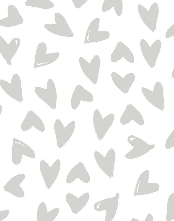 Hearts Wallpaper by Sugar Paper - Grey on White Peel & Stick Wallpaper for Nursery, Bedroom, and Home Decor
