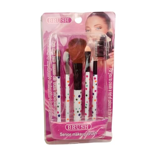 Premium 5-Piece Synthetic Makeup Brush Set - Foundation Brush, Highlighter Brush, Eyeshadow Brush, Eyebrow Brush & Lip Brush | Vegan & Cruelty-Free Cosmetic Brushes for Flawless Makeup Application | Perfect for Professional Makeup Artists & Beginners