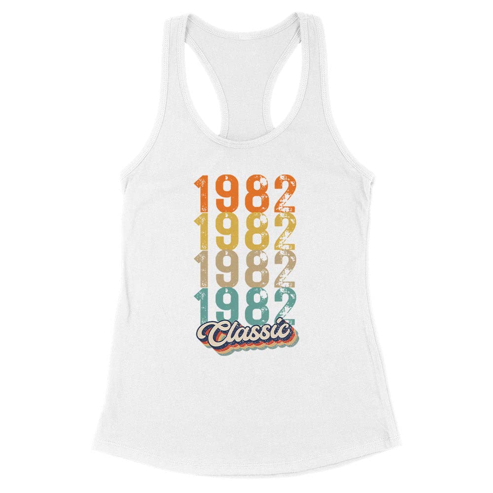 Vintage 1982 Fitted Racerback Tank Top for Women - Soft Cotton Athletic Shirt for Gym, Running & Casual Summer Outfits