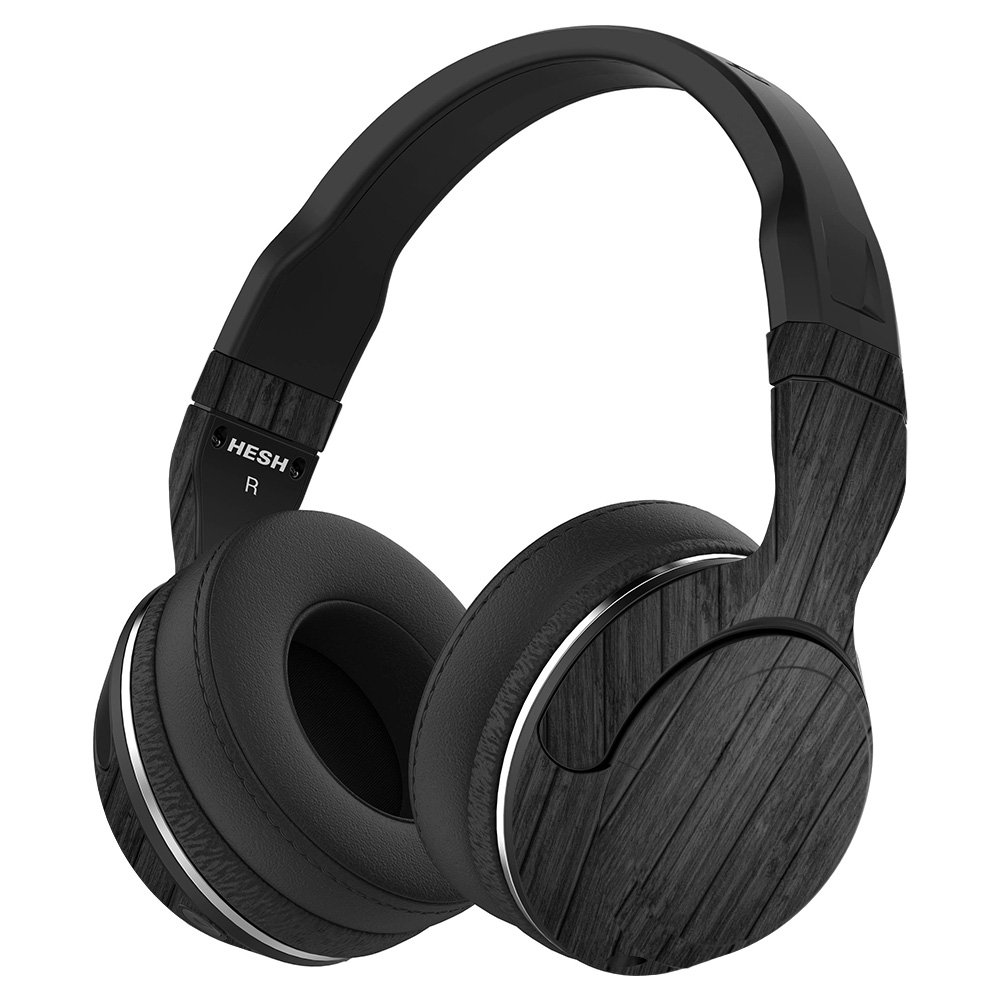 MightySkins Vinyl Wrap Cover for Skullcandy Hesh 2 Wireless Headphones - Black Wood Design | Protective & Durable Skin | Easy to Apply & Remove | Made in USA | Perfect for Travel, Workouts & Daily Use