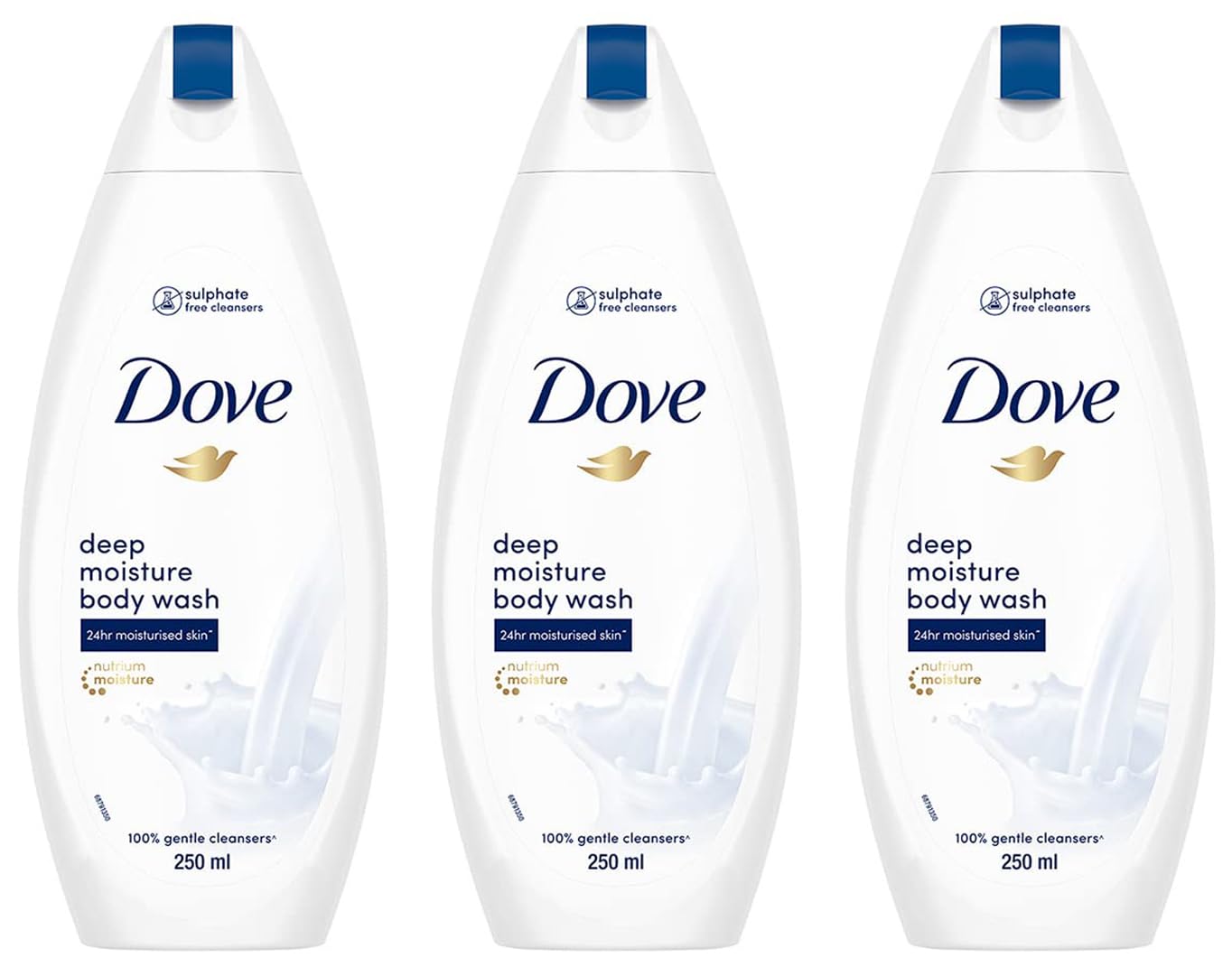Dove Deeply Nourishing Body Wash 250ml - Moisturizing Shower Gel for Dry Skin, Women & Men - Hydrating Formula for Softer, Smoother Skin - Pack of 3 | Perfect for Daily Shower Routine & Post-Workout Refreshment