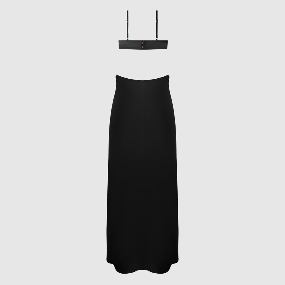 Brigeta Cutout Back Satin Maxi Gown - Elegant Evening Dress for Prom, Wedding & Formal Events | House of Desire