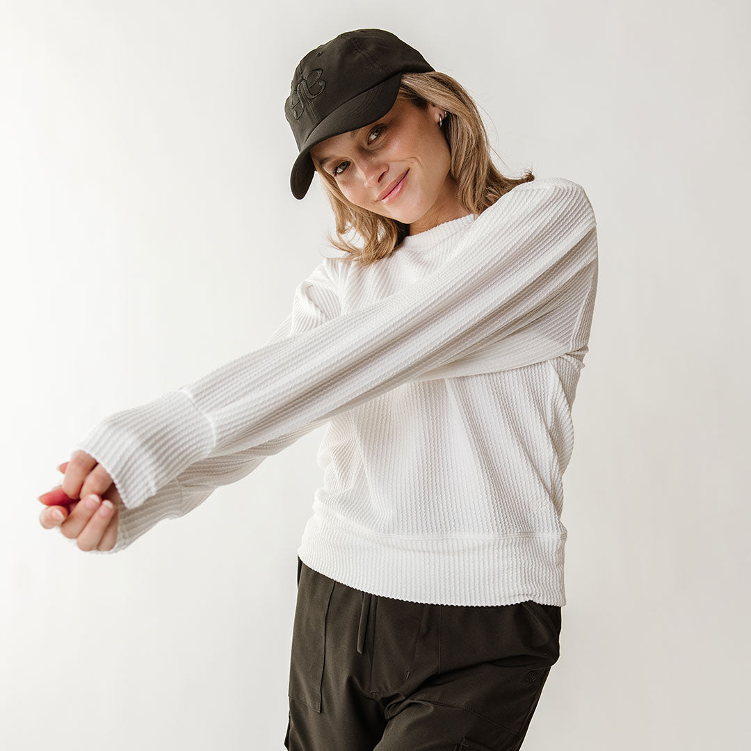 Serena Ribbed Top for Women - Soft Stretch White T-Shirt | Casual Everyday Wear & Layering Essential