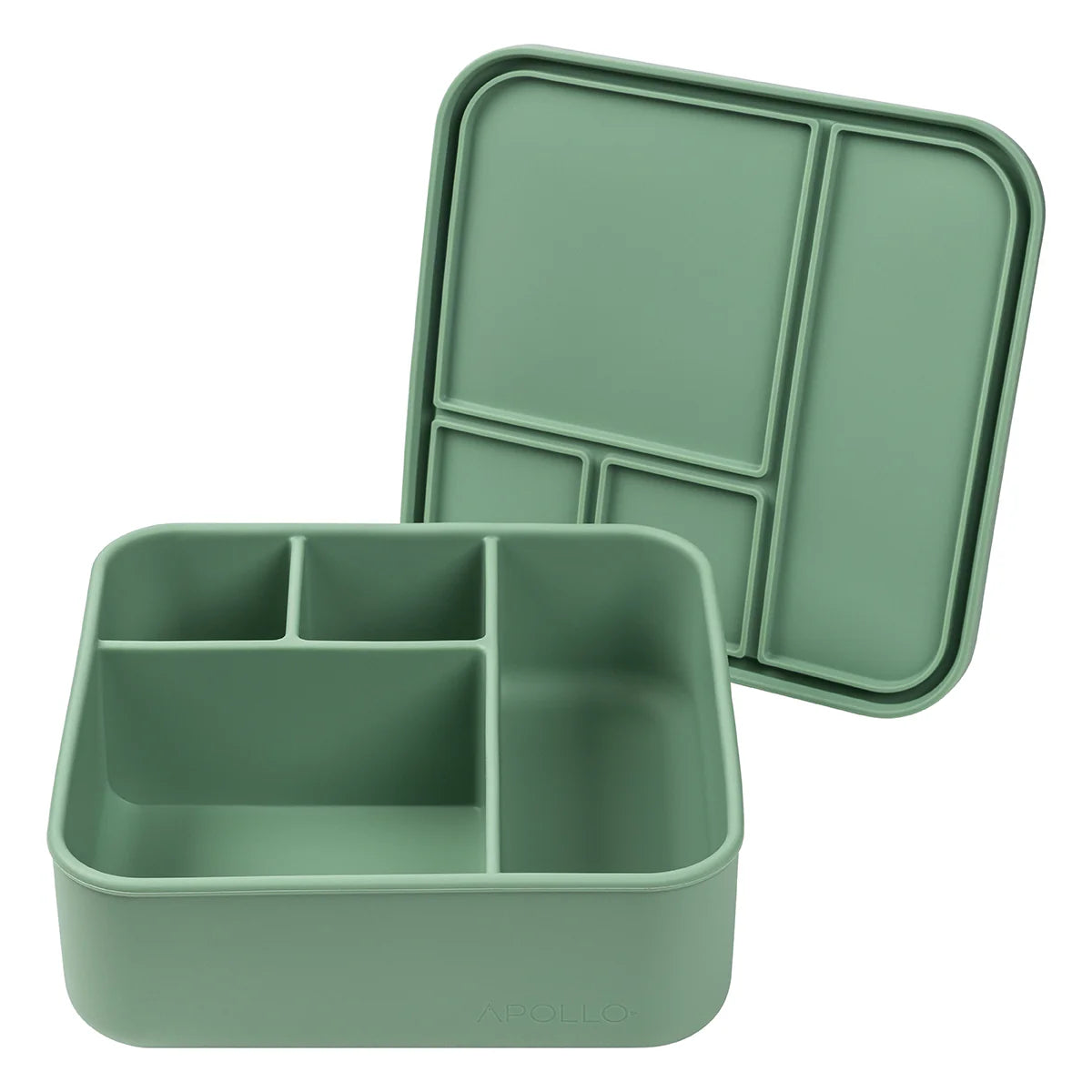 Apollo 4-Compartment Bento Box with Silicone Lid - Eco-Friendly Sage Green Lunch Container for Meal Prep, Office, School & Picnics