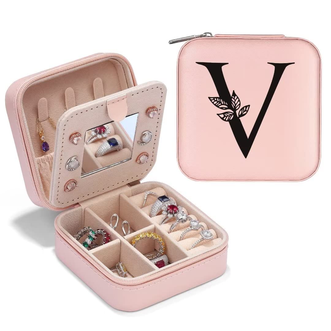 Parima Travel Jewelry Case - Compact Jewelry Organizer Box for Women & Teens | Perfect for Travel, Gifts & Daily Storage | Elegant Letter V Design Jewelry Holder