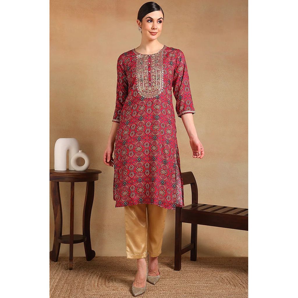 Stylish Pink Viscose Rayon Kurta Set for Women - Elegant Party & Festive Wear - Perfect for Diwali, Weddings, and Special Occasions