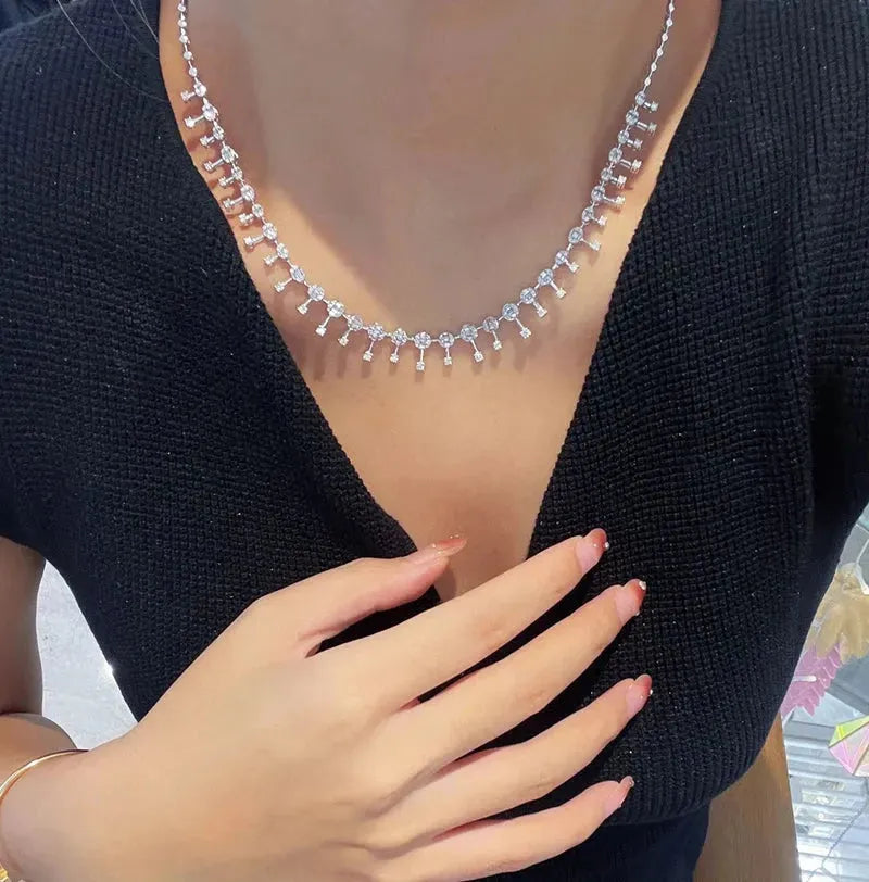 18K White Gold Diamond Necklace for Women - 2.6 Carat Real Natural Diamond Luxury Pendant with Sky Star Design - Perfect for Engagement, Wedding, Anniversary & Special Occasions