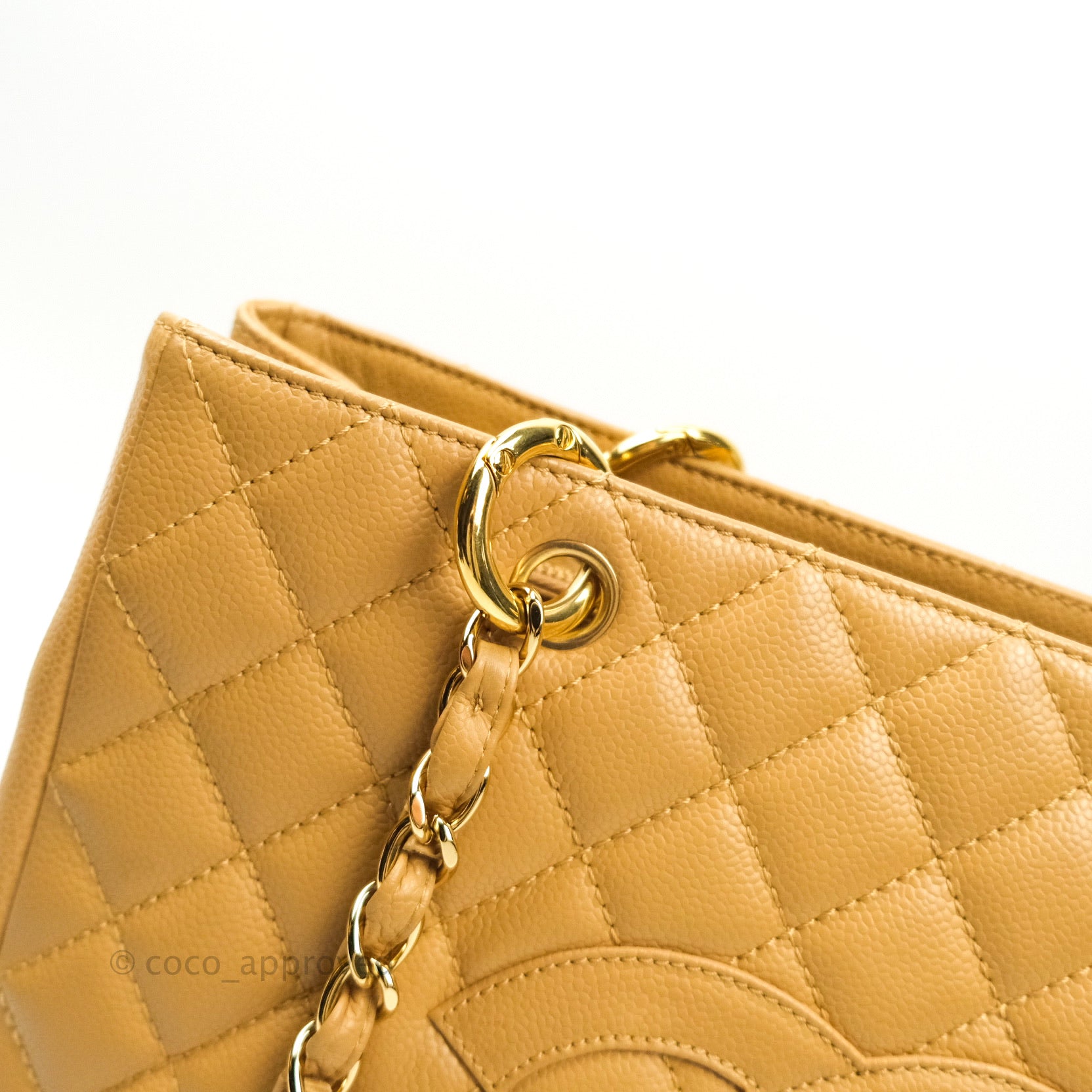 Chanel Caviar Leather Grand Shopping Tote GST Bag - Dark Beige with Gold Hardware | Luxury Designer Handbag for Women, Perfect for Work, Travel & Everyday Use