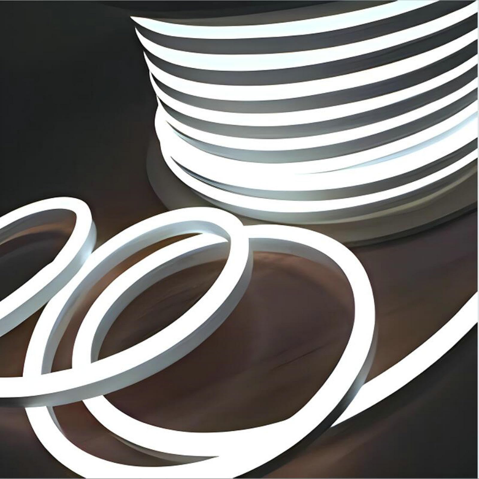 50FT White LED Neon Rope Lights - Waterproof Flexible AC 110V/120V Neon Strip Lighting for Indoor & Outdoor Use - ETL & FCC Certified - Perfect for Home Decor, Commercial Signs, Bars, and Party Lighting