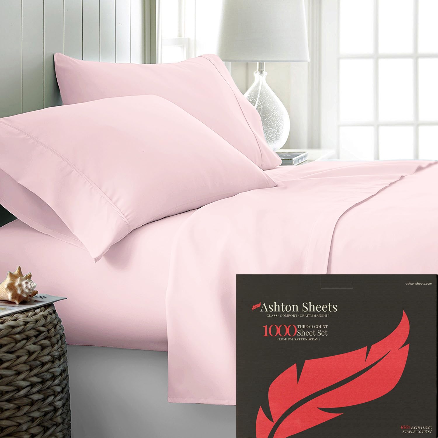 Luxury 100% Egyptian Cotton King Size Sheets - 1000 Thread Count, 4-Piece Set with Sateen Weave & 16
