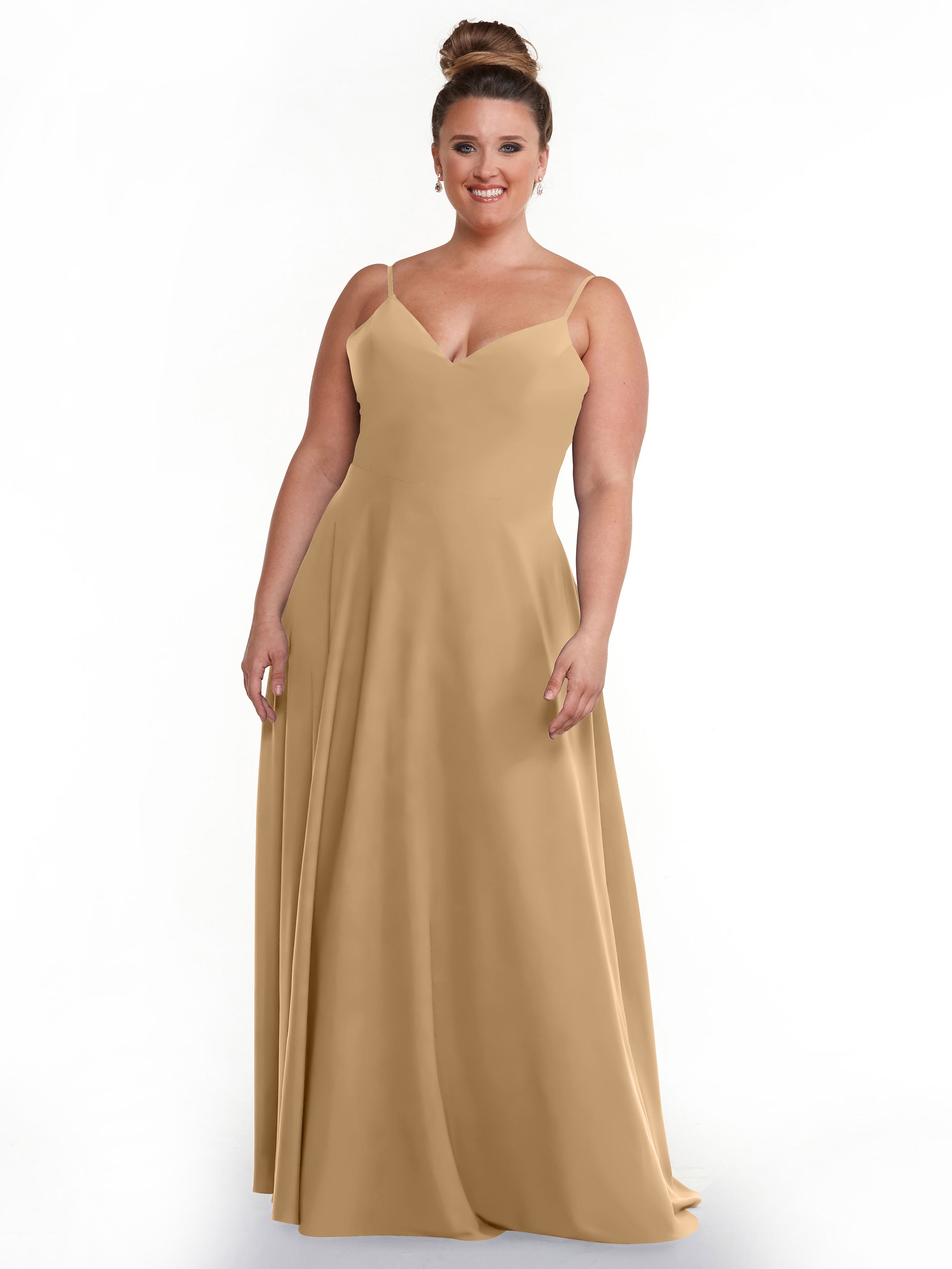 Elegant 83012 Flowy Stretch Chiffon A-Line Bridesmaid Dress with V-Neck - Perfect for Weddings, Parties & Formal Events