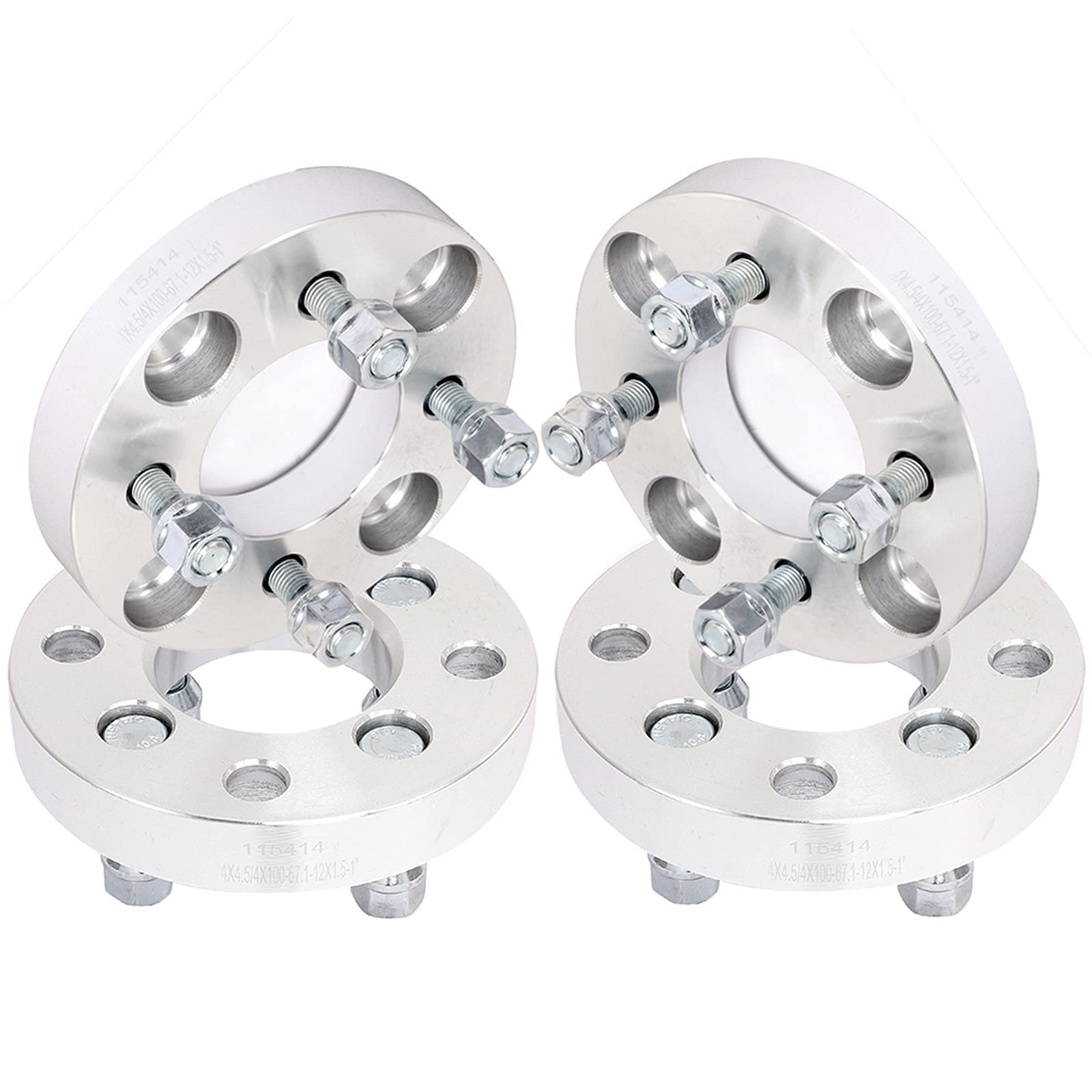 1 Inch 4x4.5 4x100 Wheel Spacers 4-Piece Set - 4 Lug Wheel Adapters for 1985-1998 Mitsubishi Galant, 1992-1994 Acura Vigor, 1989-1998 Nissan 240SX - 67.1mm Center Bore & 12x1.5 Studs - Perfect for Performance Upgrades & Custom Wheel Fitment