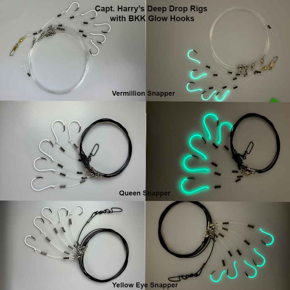Capt. Harry's Premium Deep Dropping Rigs with BKK Glow Hooks - Perfect for Offshore Fishing & Nighttime Angling