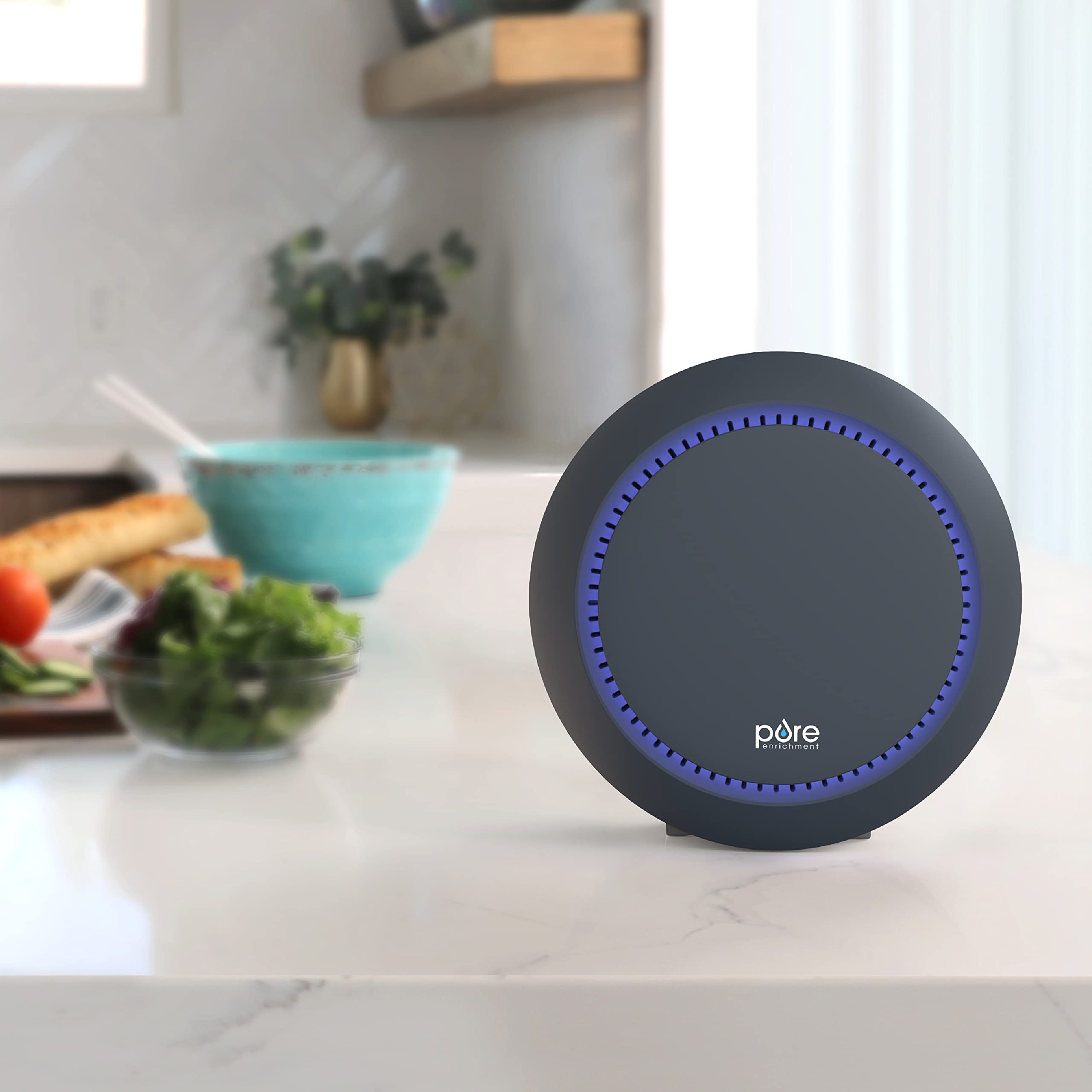 Pure Enrichment PureZone Halo Medium Room Air Purifier with 2-Stage Filtration - Removes Smoke, Pollen, Dust & Pet Dander | Compact Design for Bedroom, Office & Living Room (Graphite)