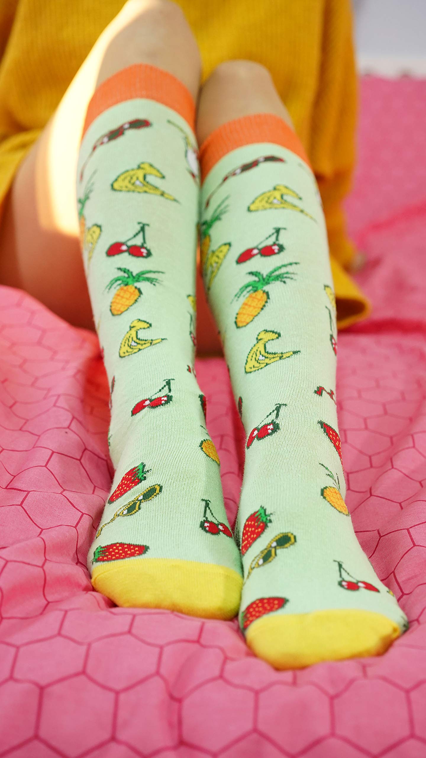 Women's 5-Pair Luxury Cotton Knee High Socks - Colorful, Fun & Cool - Perfect for Casual Wear, Cosplay & Fashion Outfits