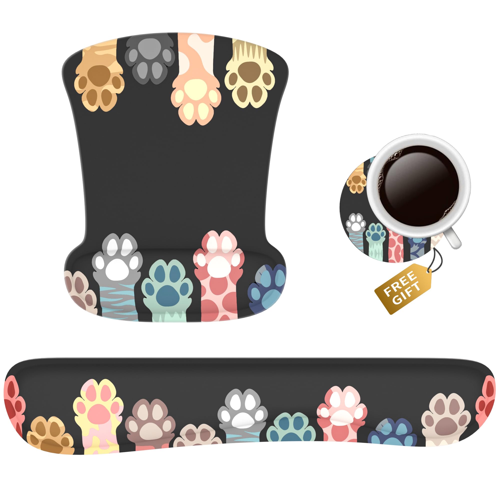3-in-1 Ergonomic Mouse Pad Set with Wrist Rest - Memory Foam Keyboard & Gel Mouse Pad for Office & Gaming