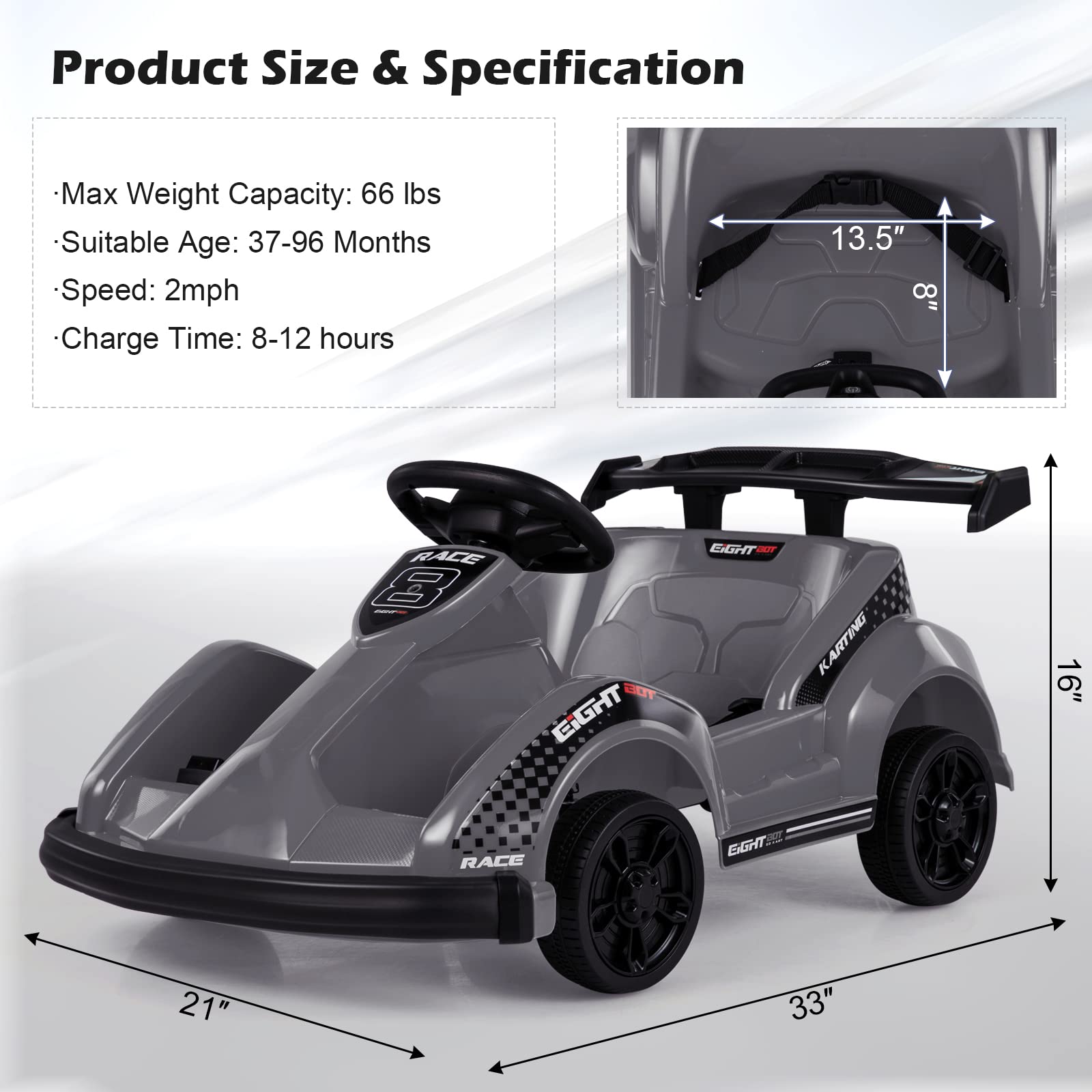 HONEY JOY 6V Electric Go Kart for Kids - Battery Powered Ride On Racing Car with Parent Remote Control, Safety Belt & Slow Start - 4 Wheeler Electric Vehicle with Music - Perfect Gift for Boys & Girls (Black) - Ideal for Outdoor Play, Birthday Gifts & Backyard Fun