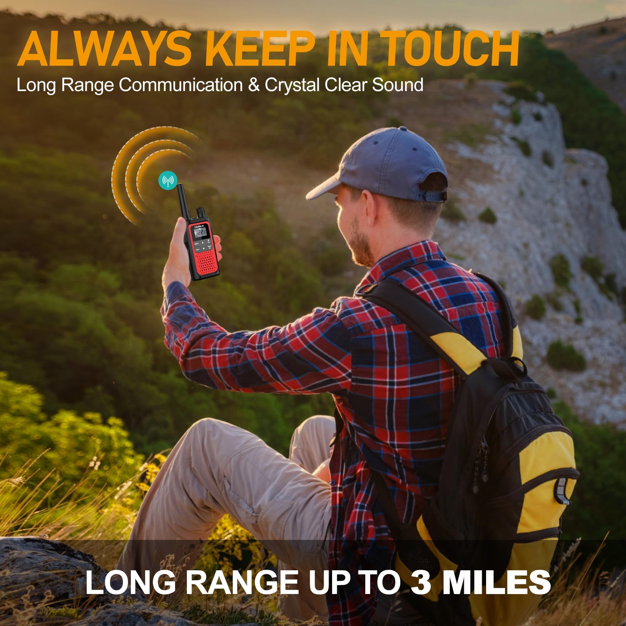 Rechargeable Long Range Walkie Talkies for Adults - 3 Pack Two Way Radios with NOAA Weather Alert, 22 FRS Channels, 1800mAh Li-ion Battery & USB-C Charging - Perfect for Hiking, Camping, Cruises, and Outdoor Adventures