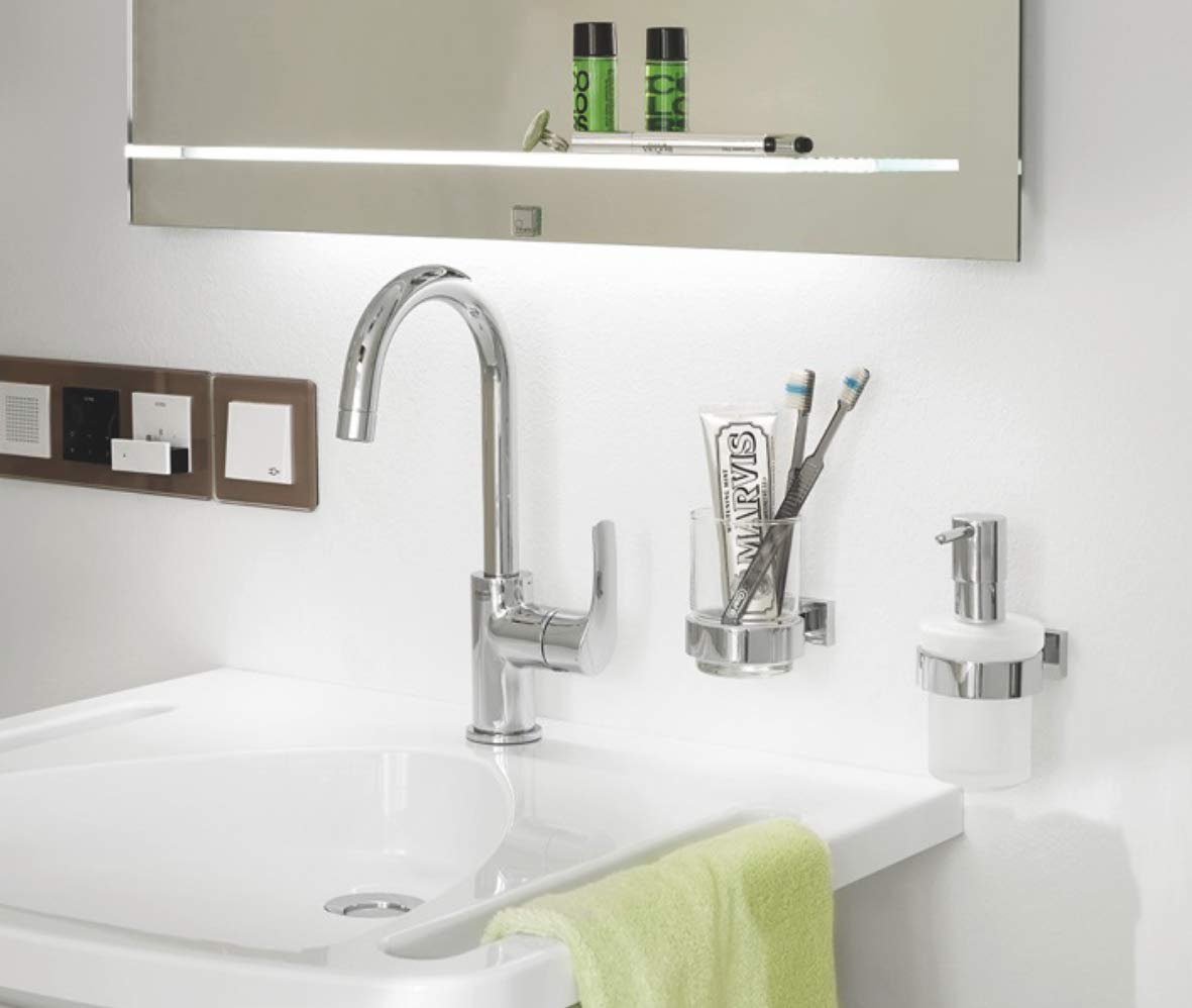 GROHE 23537002 Eurosmart Basin Faucet with Pop-Up Drain, High Swivel Spout, Chrome Finish - Perfect for Modern Bathroom Vanities and Powder Rooms