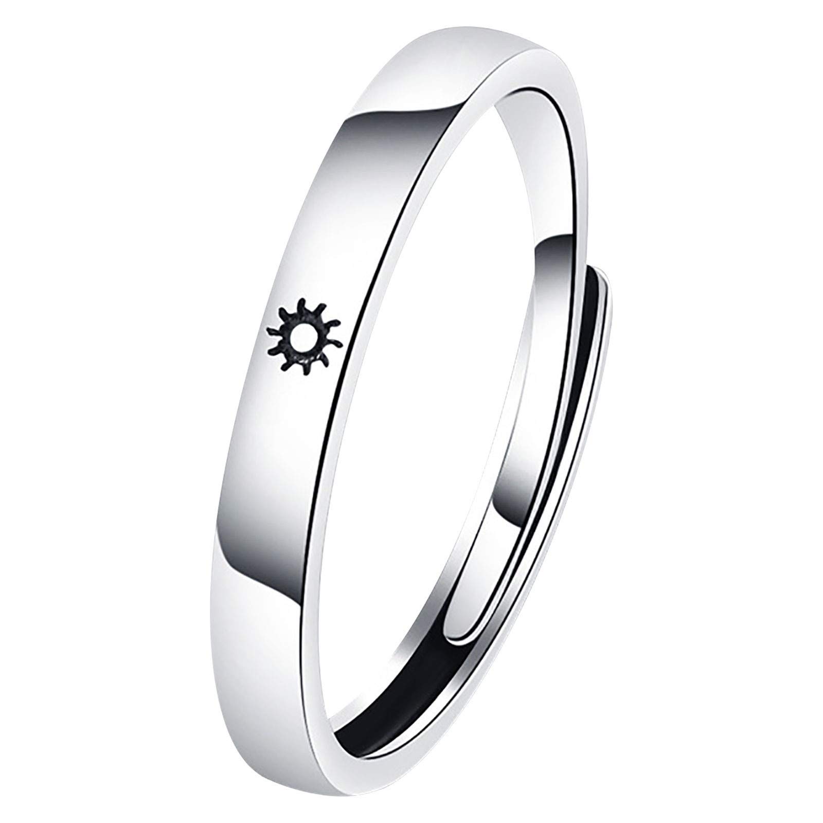 18K Gold Plated Promise Sunset Couple Rings for Women - Matching His & Hers Moon & Sun Anime Jewelry for Romantic Gifts, Anniversaries & Cosplay Accessories