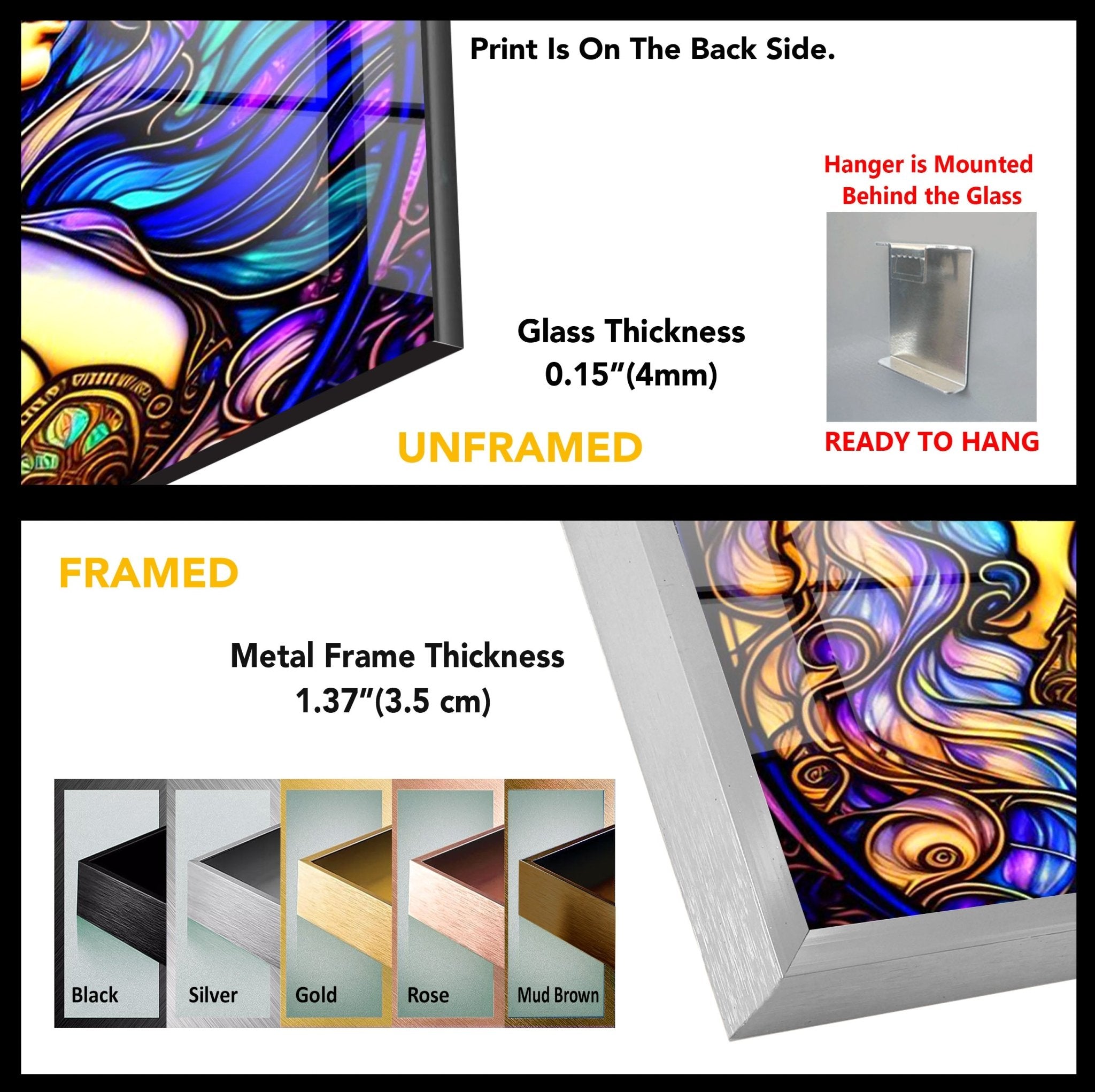 Aurora Princess Glass Wall Art - Elegant Handmade Decor for Living Room, Bedroom & Office - Perfect Gift for Home & Wedding