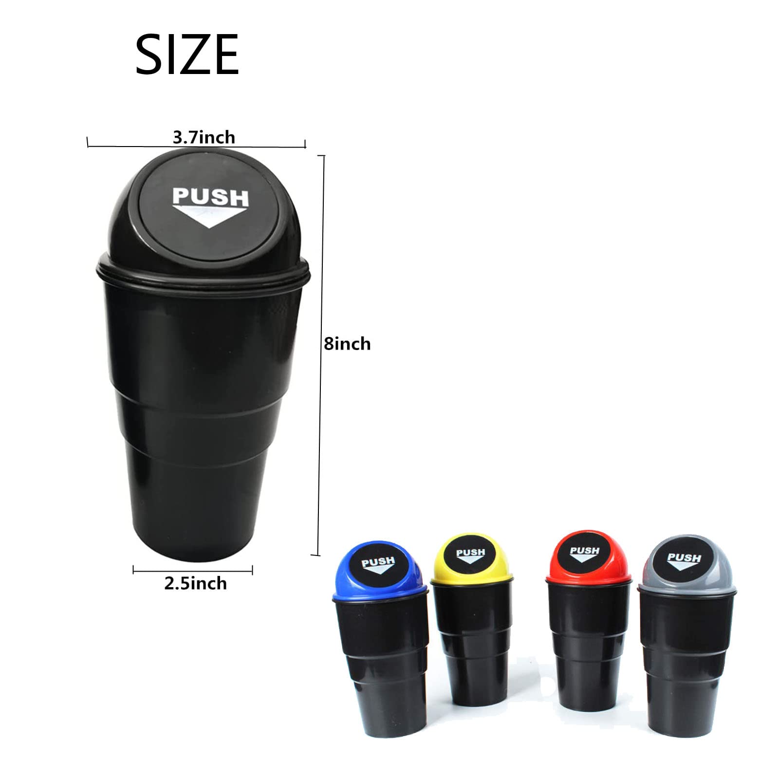 Mini Car Trash Can with Lid - Leakproof Auto Garbage Bin for Vehicle Cup Holder | Portable Small Trash Can for Car, Home, Office, Kitchen, Bedroom & Travel | Perfect for Road Trips, Commuting & Daily Use (Black)