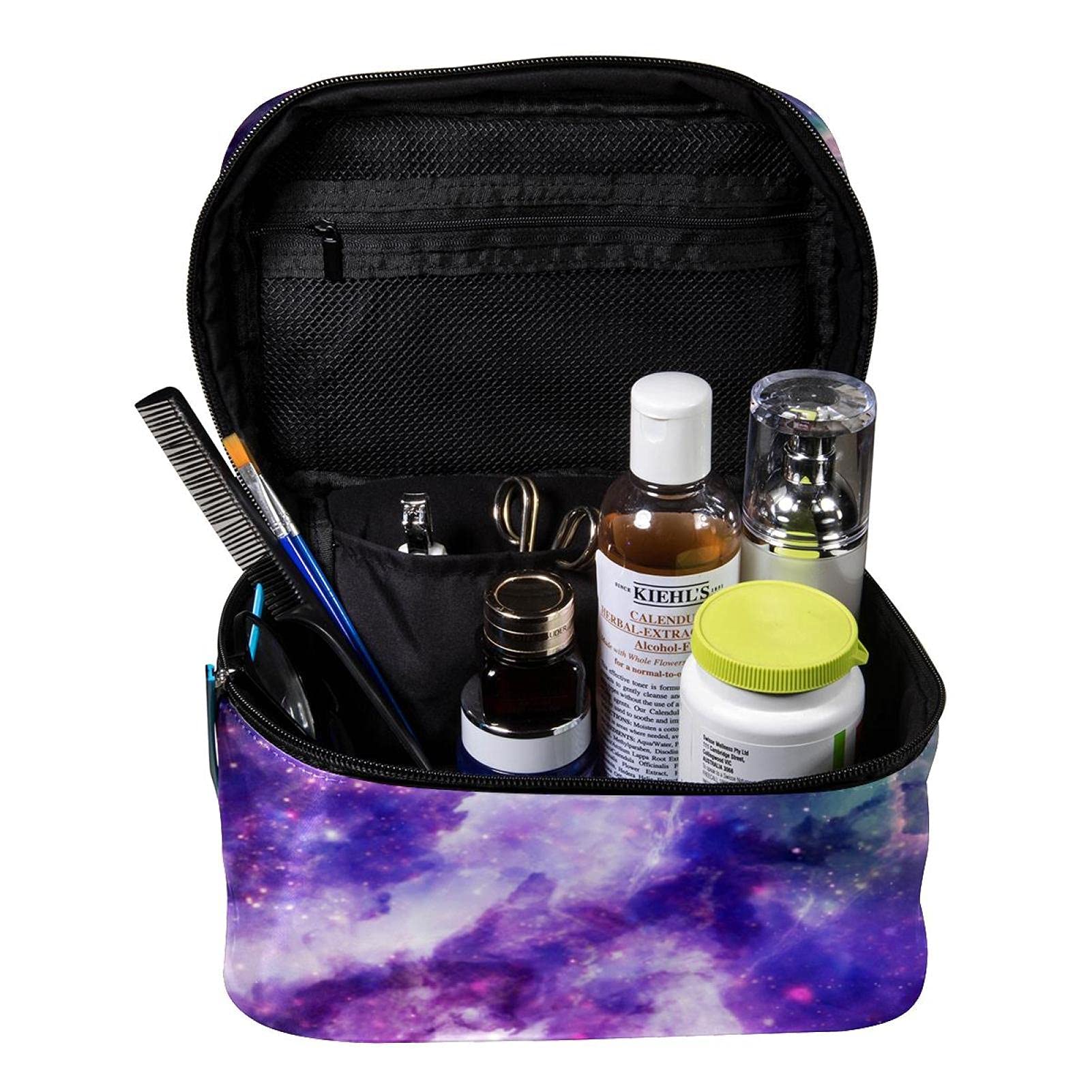 Galaxy Universe Nebula Starry Sky Travel Makeup Bag - Large Cosmetic Organizer with Zipper for Women & Girls | Perfect for Travel, Gym & Daily Essentials Storage