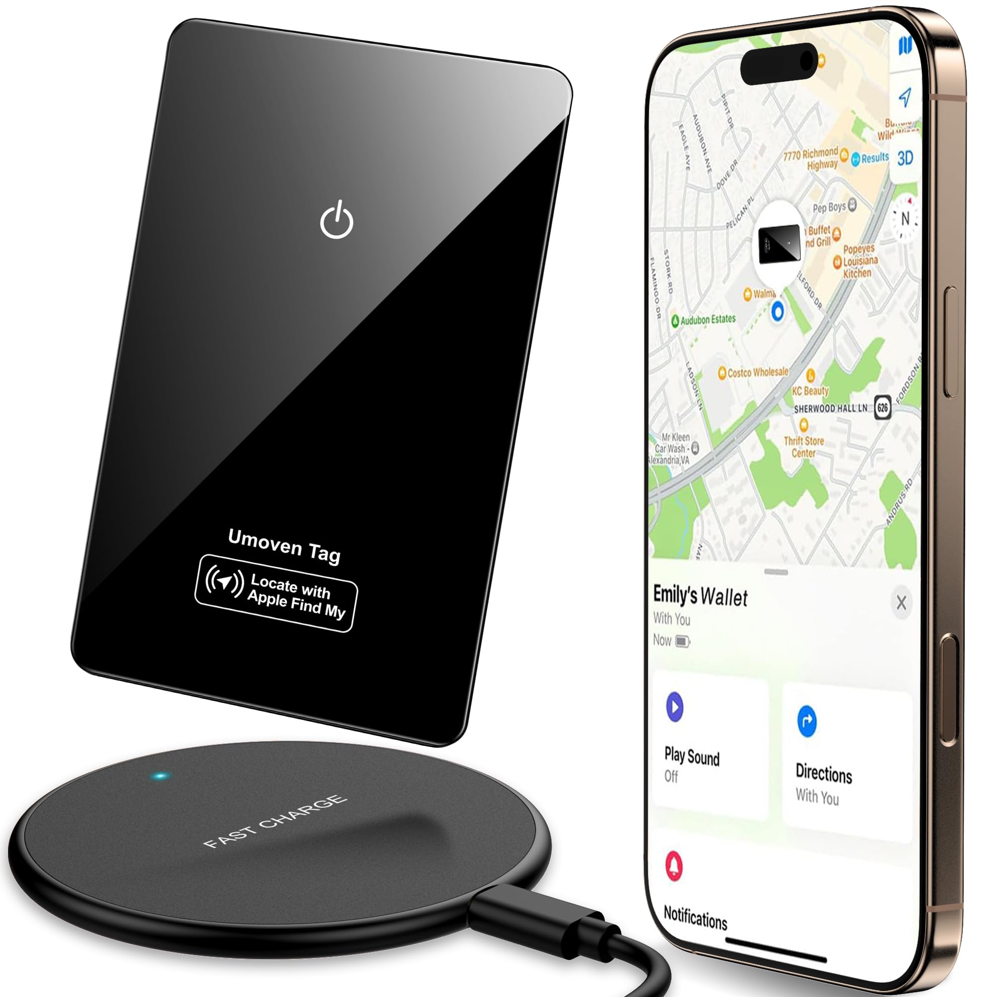 Apple Find My Wallet Tracker Card (iOS Compatible) - Slim Wireless Charging Smart Locator for Wallets, Luggage, Keys & ID Cards - IP68 Waterproof - Perfect for Travel, Office & Everyday Use