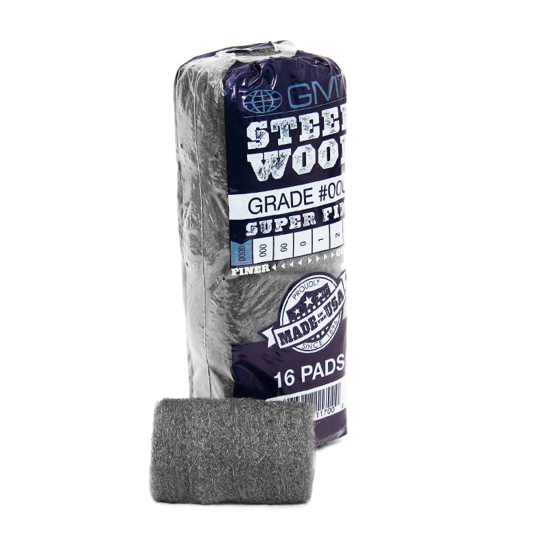 Premium GMT 0000 Fine Steel Wool Pads - 16 Pack for Woodworking, Metal Polishing & Household Cleaning - Ideal for Rust Removal, Surface Prep & DIY Projects