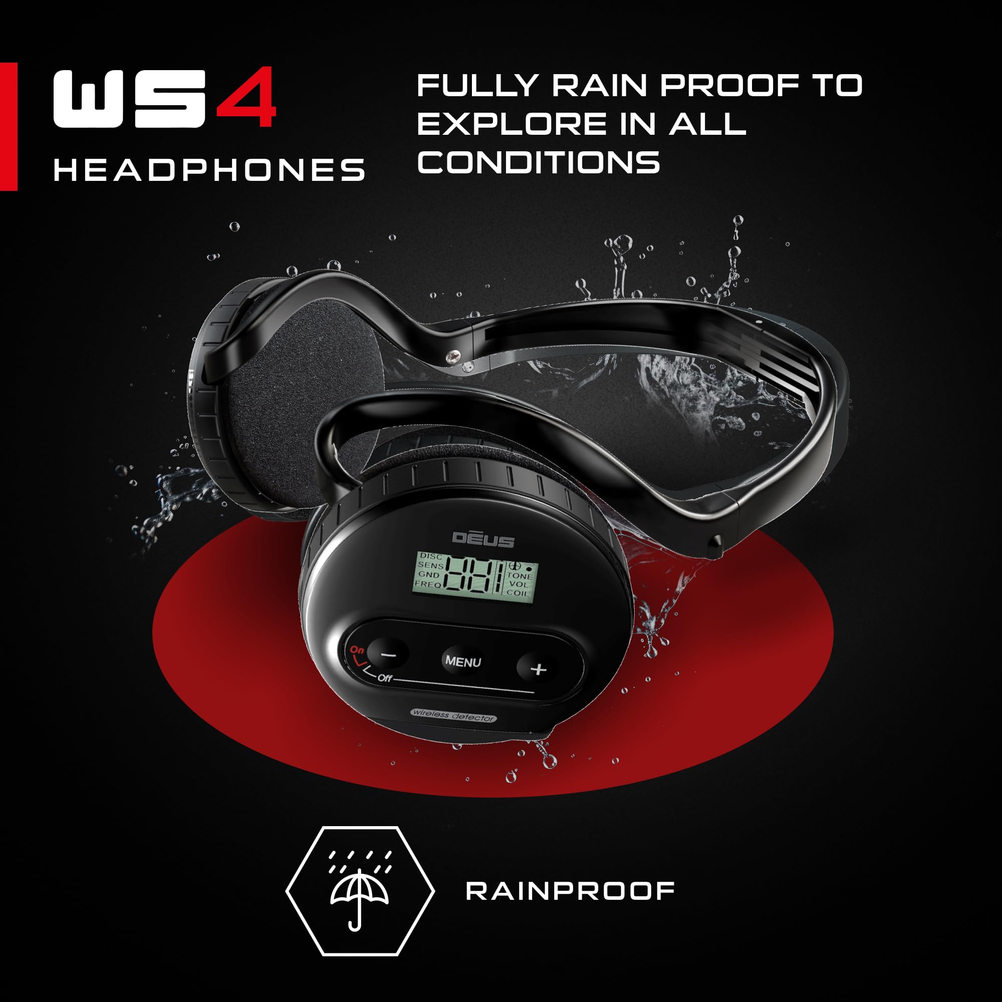 XP WS4 Wireless Headphones for Deus Metal Detector - Waterproof, Foldable & Lightweight Detecting Headset with Detachable Module | Perfect for Beach Hunting, Gold Prospecting & Outdoor Treasure Hunting (D09)