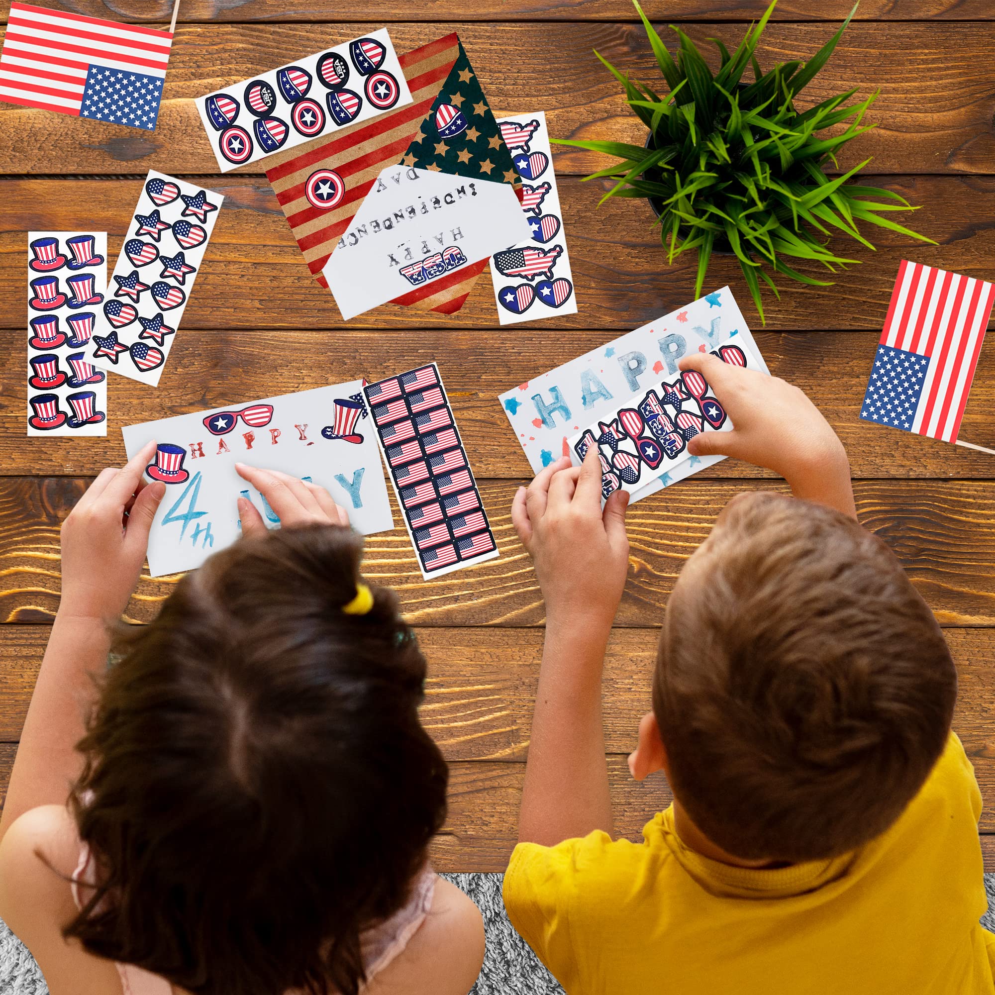 Artcreativity 100-Sheet Patriotic Stickers for Kids - Over 1,000 USA Flag Stickers for Memorial Day Crafts, DIY Decorations & School Projects | Perfect for Scrapbooking, Party Favors & American-Themed Celebrations