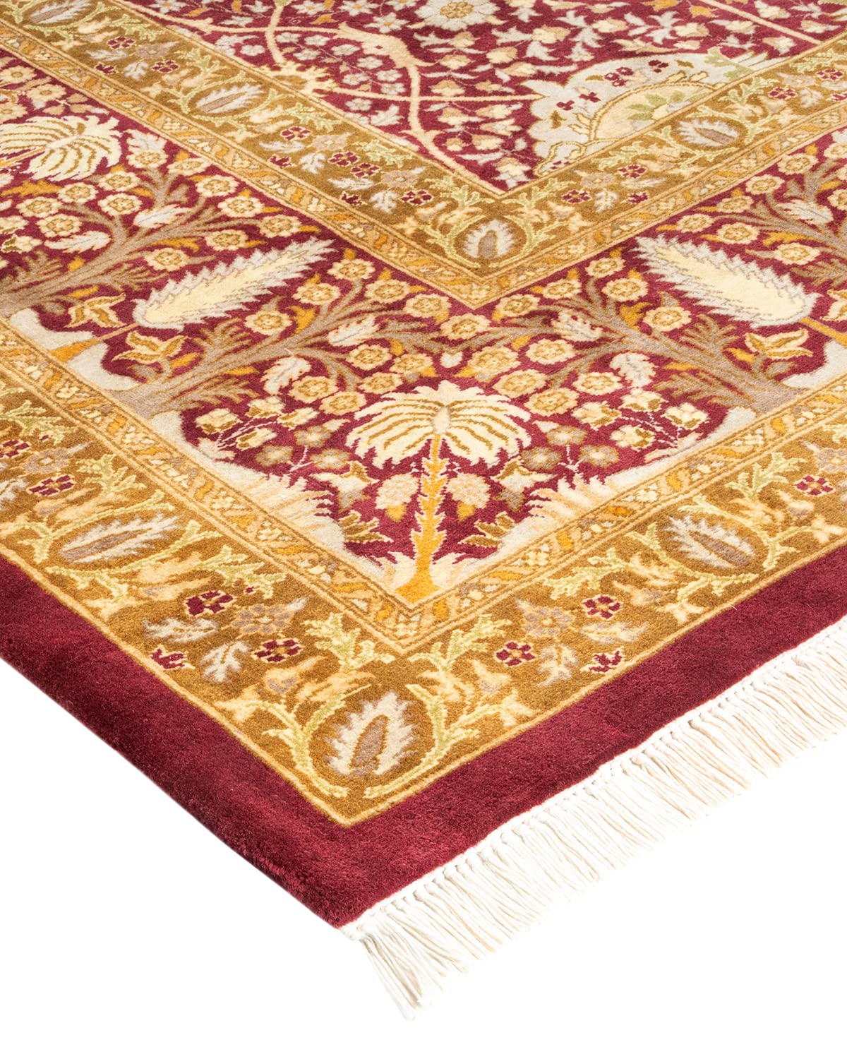 Handmade Wool Oriental Mogul Purple 9x12 Area Rug - Solo Rugs One of a Kind Hand Knotted Traditional Design for Living Room, Bedroom & Home Decor