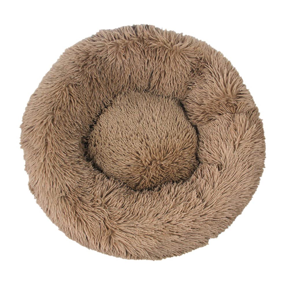 Premium Round Plush Dog Bed & Cat Bed - 50cm Winter Warm Pet Cushion with Soft Long Fur for Puppies & Kittens - Cozy Sleeping Nest for Indoor Pets, Perfect for Bedrooms & Living Rooms