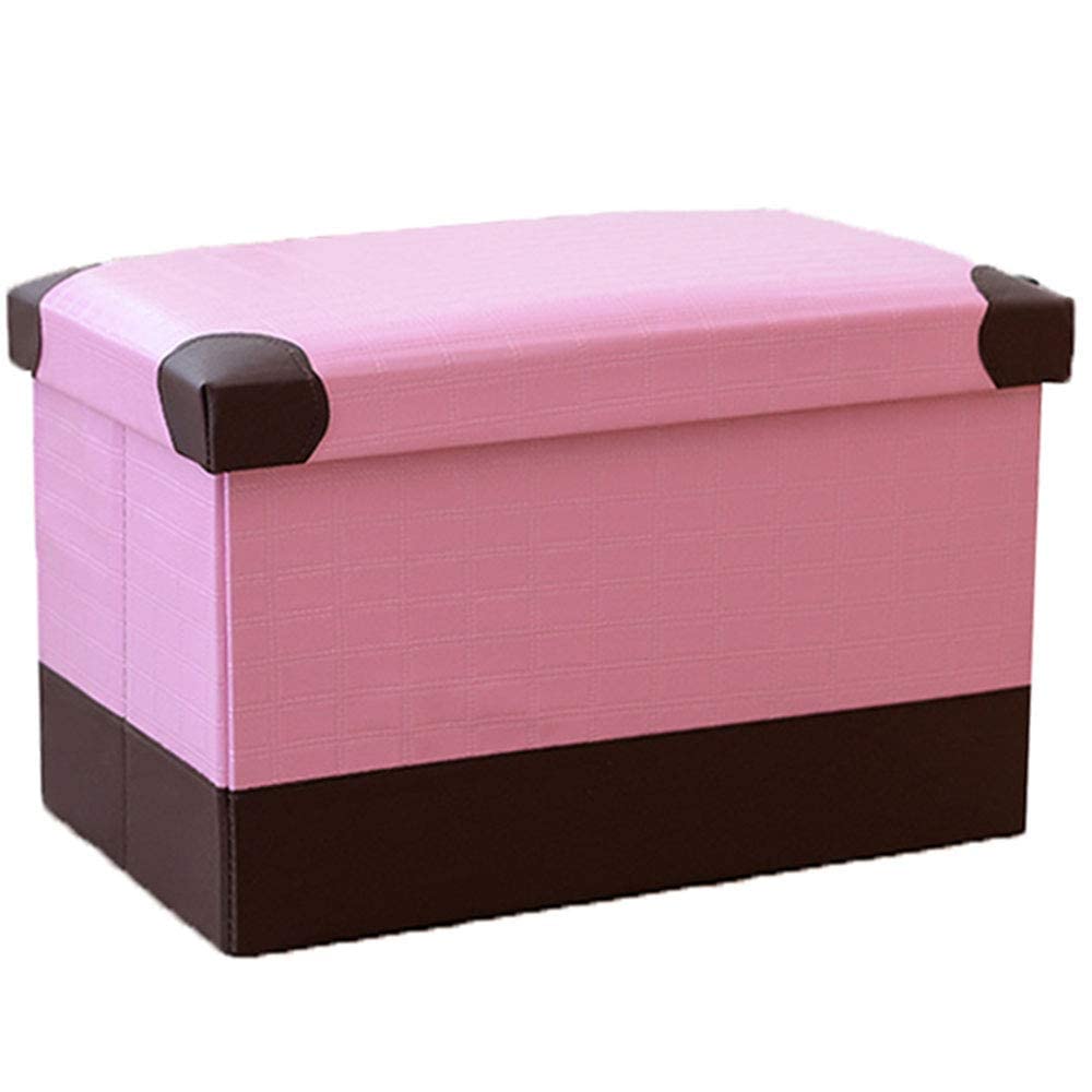 GTYT Pink Faux Leather Storage Footstool - Multi-Functional Ottoman with Removable Cover, Shoe Bench for Living Room, Bedroom & Home Decor | Perfect for Relaxing, Organizing & Changing Shoes