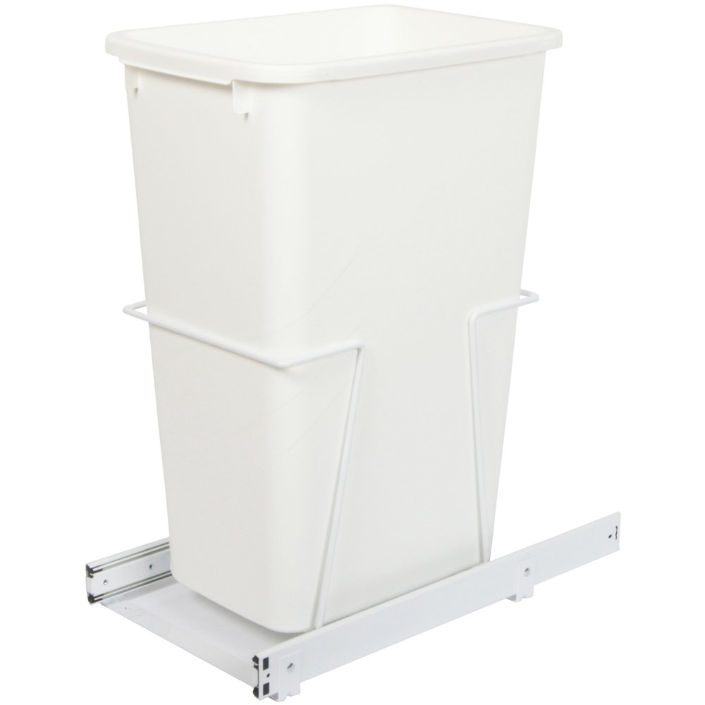 Knape & Vogt PSW12-1-50-W Slim Under Cabinet Pull Out Trash Can - 22.88 x 11.38 x 20 Inches - Space Saving Design for Kitchen, Bathroom, Office Waste Disposal - Perfect for Small Spaces, RVs, and Apartments