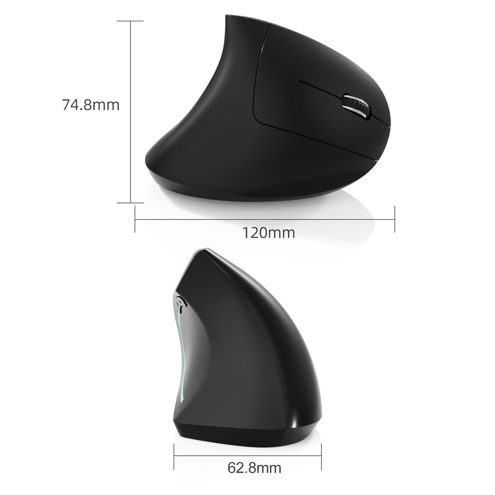 Ergonomic Wireless Mouse - USB 2.4G & Bluetooth Vertical Mouse for Laptop, PC, MacBook, iPad (Black) | Comfortable Computer Mouse for Office Work, Gaming & Long Hours Use