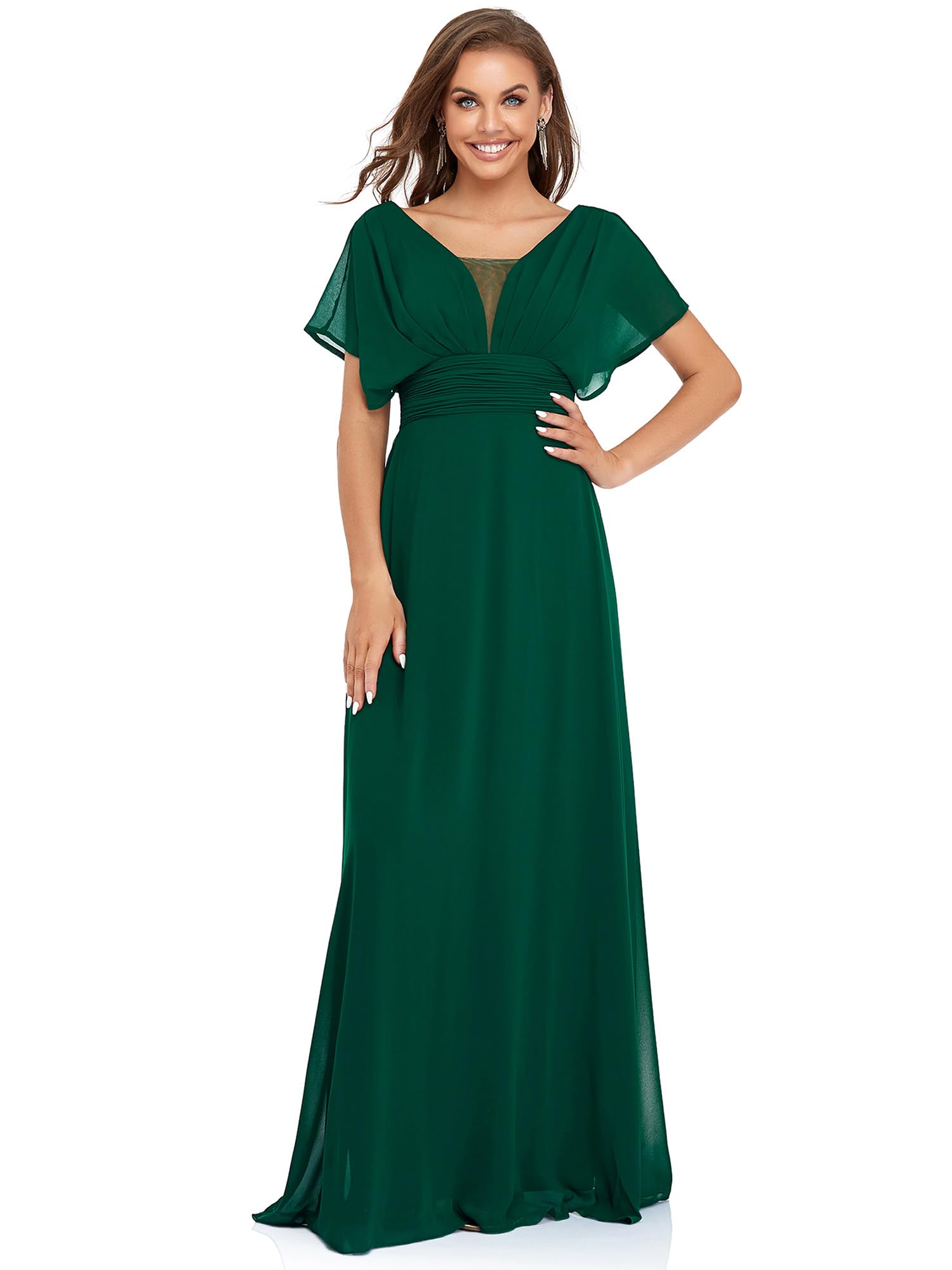 Ever-Pretty Women's Elegant V-Neck Formal Evening Dress 7851 - Floor Length Gown for Prom, Wedding Guest, Black Tie Events & Special Occasions