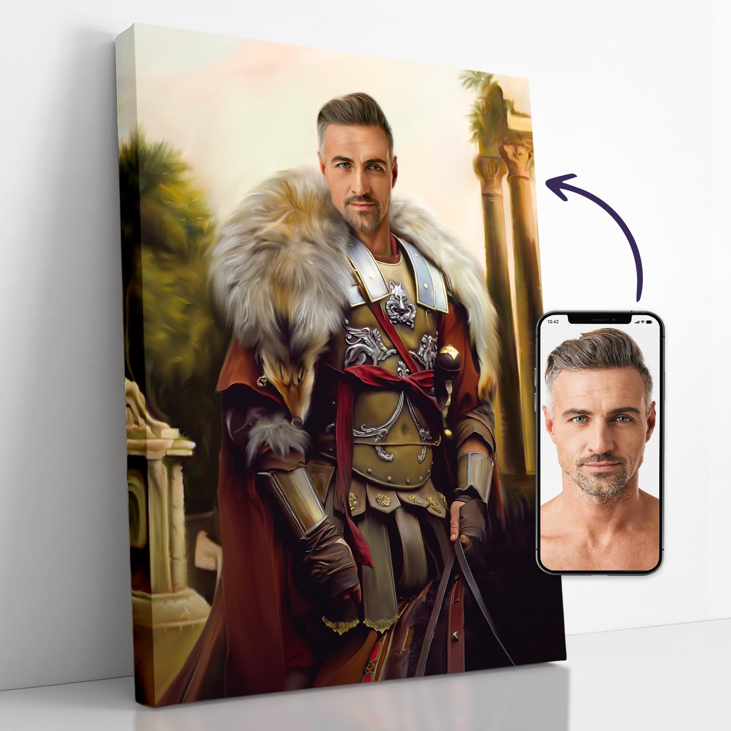 Custom Fantasy Portrait from Photo - Unique Roman Gladiator Wall Art Gift for Men (18