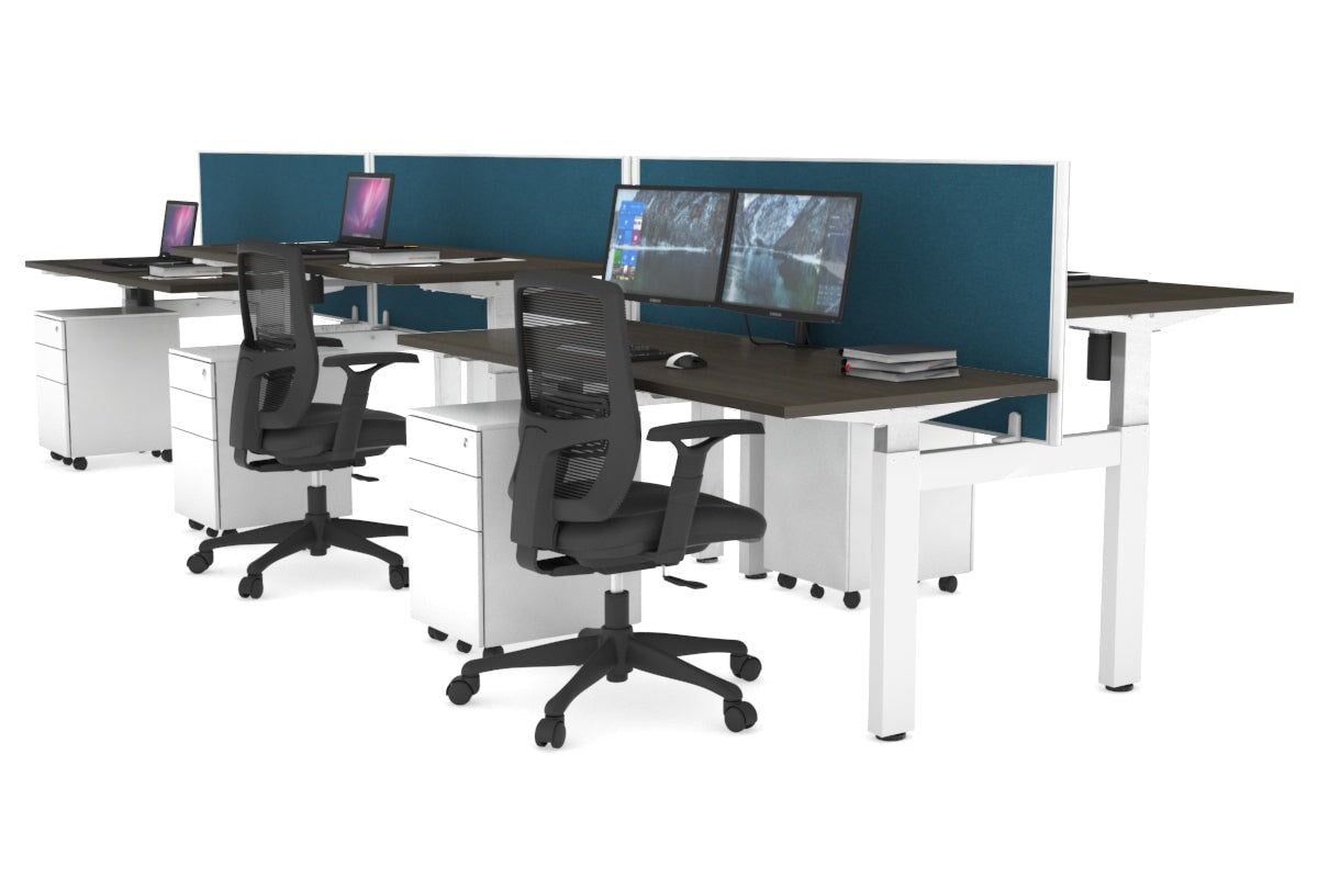 Adjustable 6-Person H Bench Workstation with White Frame - 1200L x 700W - Perfect for Office, Classroom, or Conference Room Use