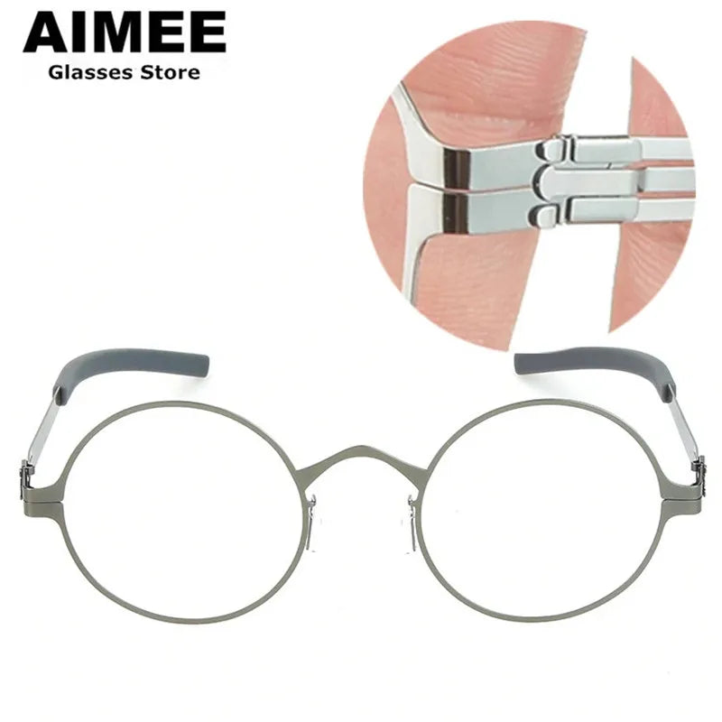 Aimee Women's Full Rim Round Screwless Steel Eyeglasses Frame 1176 - Lightweight Comfortable Eyewear for Reading, Work & Fashion Accessories