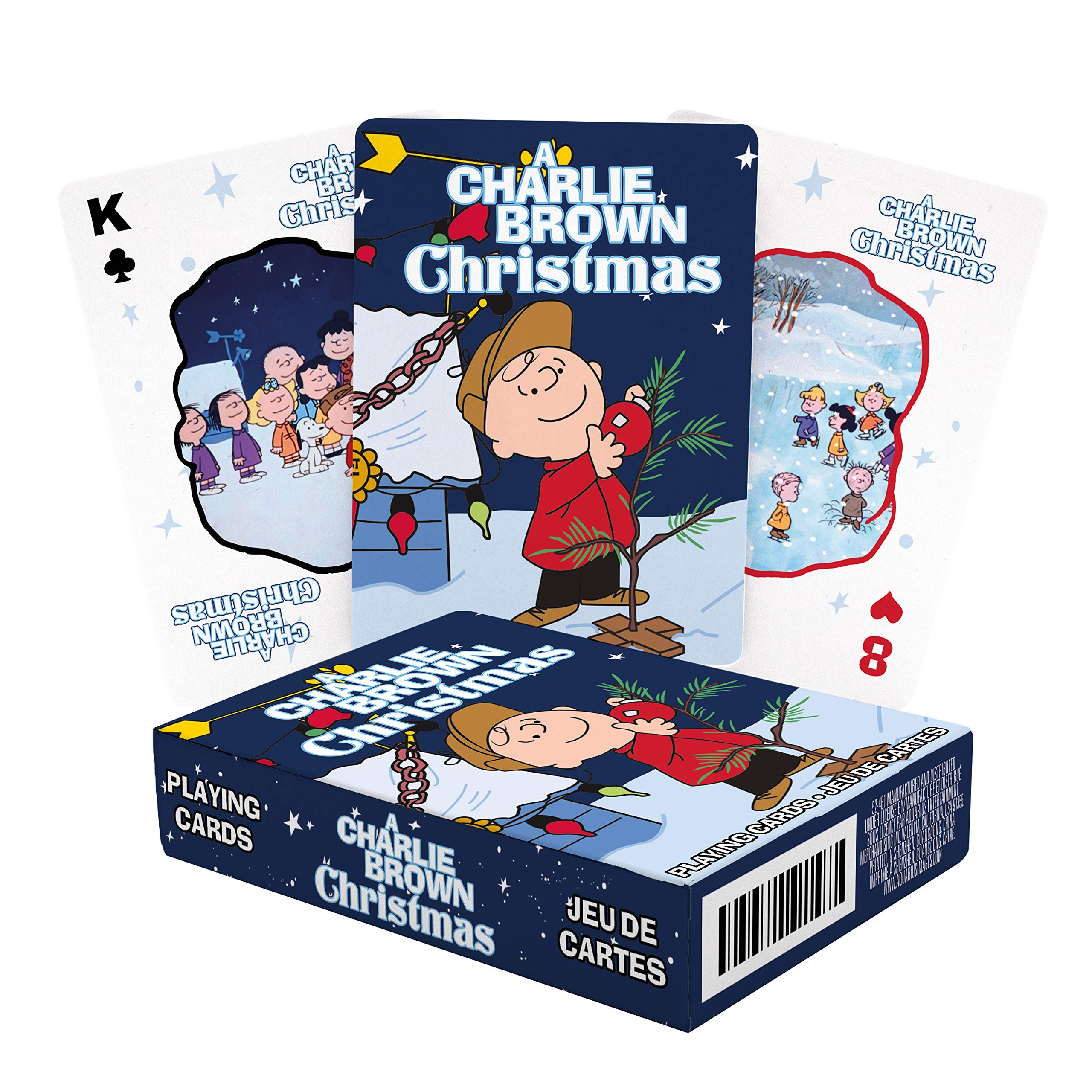 AQUARIUS Peanuts Charlie Brown Christmas Playing Cards - Holiday Themed Deck for Poker, Blackjack & Family Game Night - Officially Licensed Peanuts Collectible Merchandise - Perfect for Christmas Parties & Gift Exchanges