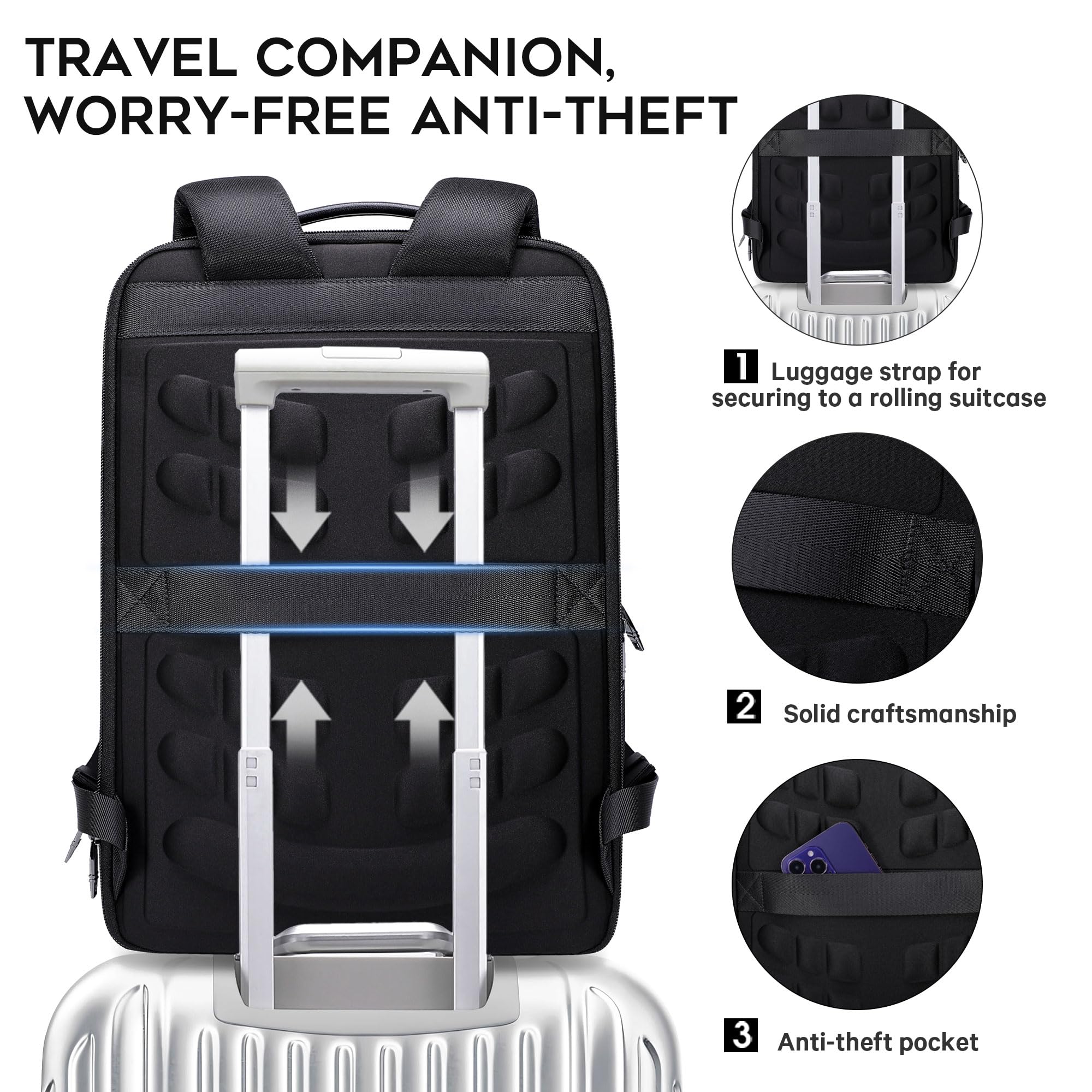 Durable Waterproof Laptop Backpack with USB-C Charging Port - Anti-Theft 15.6 Inch Notebook Bag for Travel, Work & School - TSA-Friendly Design, Perfect Gift for Professionals & Students