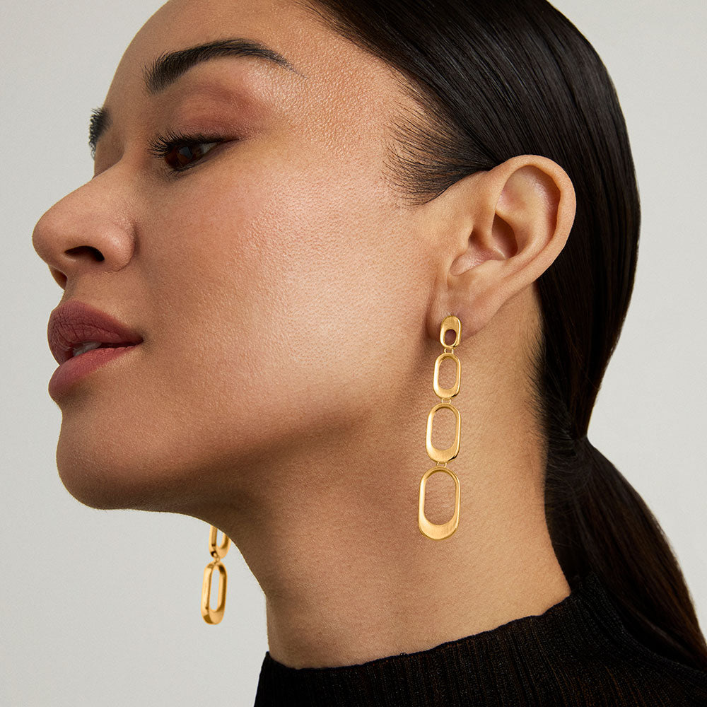 Bleecker Statement Drop Earrings in Gold - Elegant Dangle Earrings for Women, Perfect for Parties, Weddings & Special Occasions