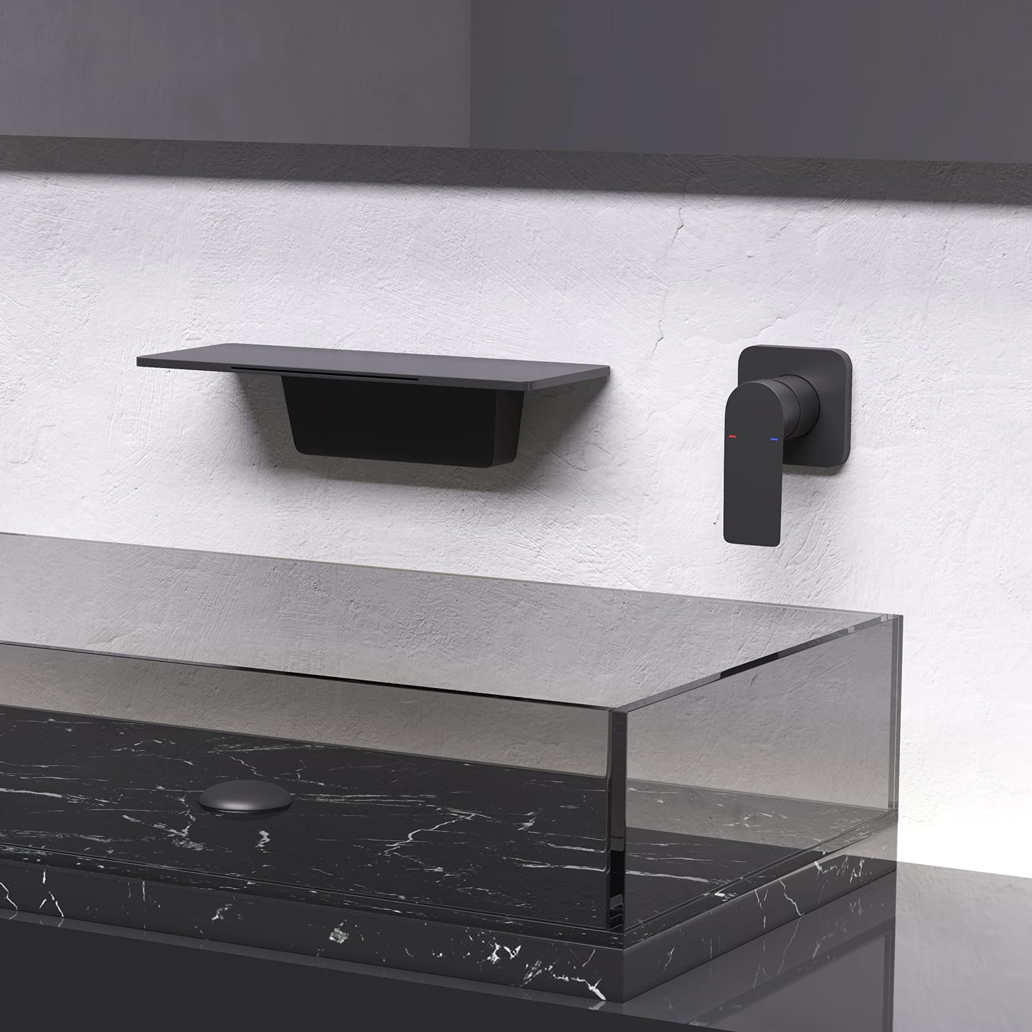 HuaZo Modern Bathroom Vanity Set with Waterfall Bathroom Sink Faucet in Gold Brass Finish - Perfect for Master Bathroom, Powder Room & Luxury Home Decor
